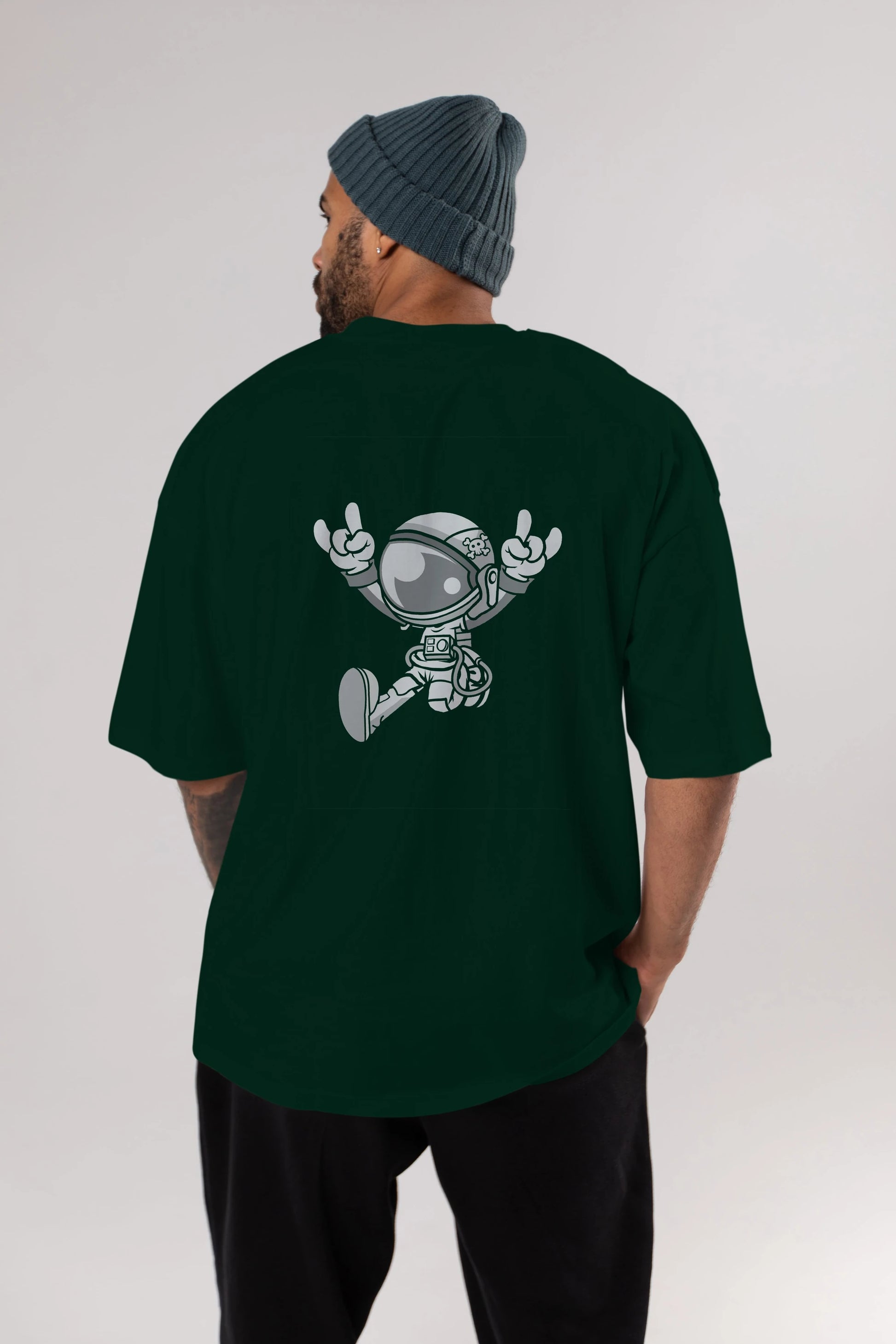 Astronaut Metal Arka Baskılı Oversize t-shirt Erkek Kadın Unisex %100 Pamuk tişort