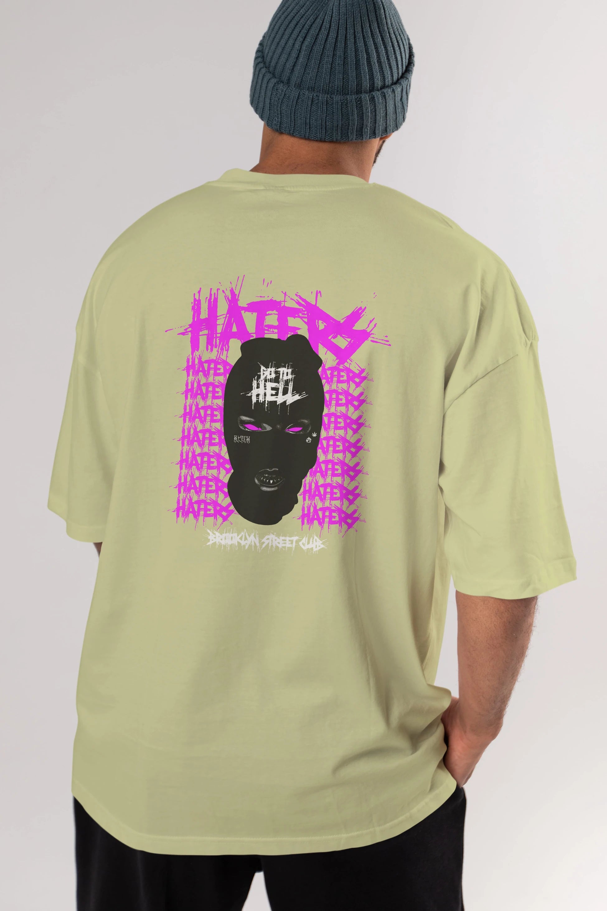 Haters Brooklyn Street Club Arka Baskılı Oversize t-shirt Erkek Kadın Unisex