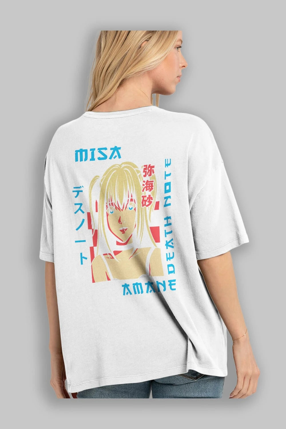 MISA-DEATH NOTE Anime Arka Baskılı Oversize t-shirt Erkek Kadın Unisex