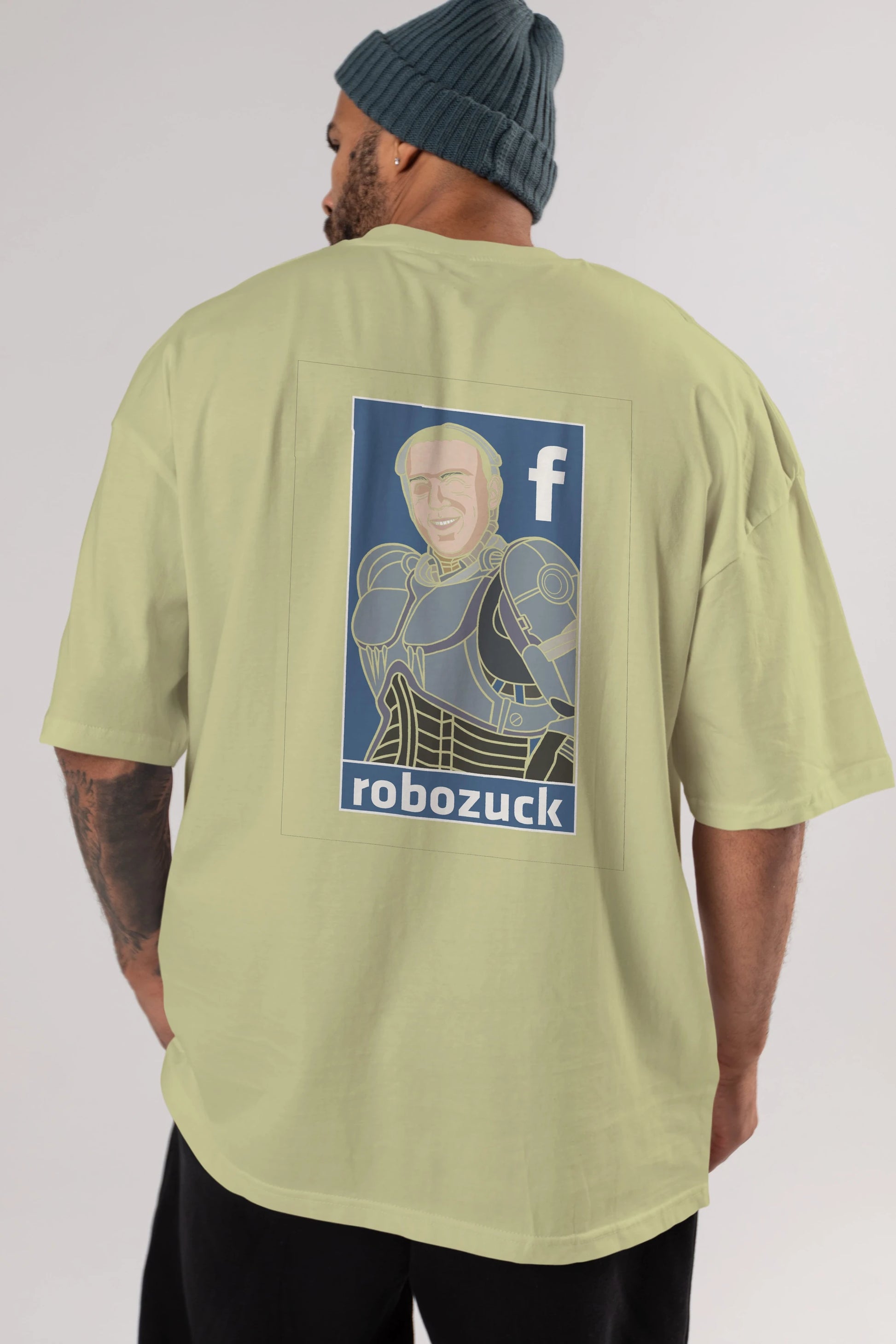 Robozuck Arka Baskılı Oversize t-shirt Erkek Kadın Unisex %100 Pamuk tişort