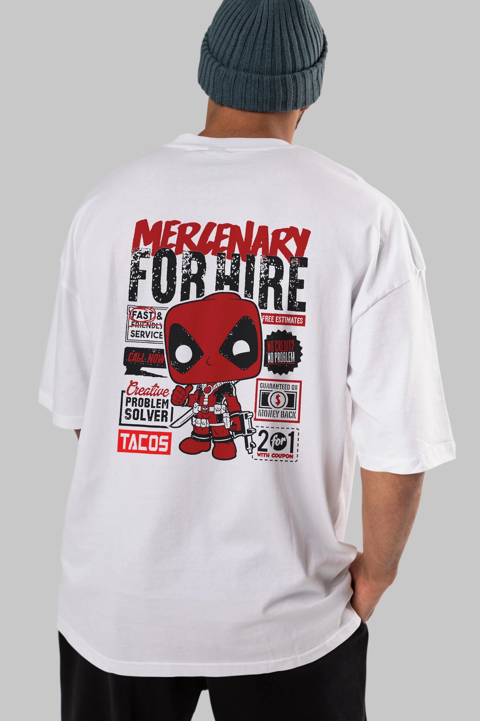 Deadpool (18) Arka Baskılı Oversize t-shirt Erkek Kadın Unisex %100 Pamuk Bisiklet Yaka tişort