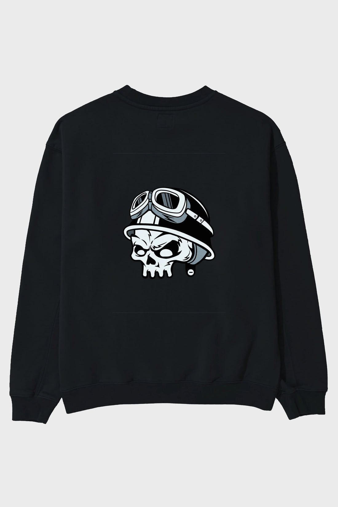 Biker Helmet Arka Baskılı Oversize Sweatshirt Erkek Kadın Unisex