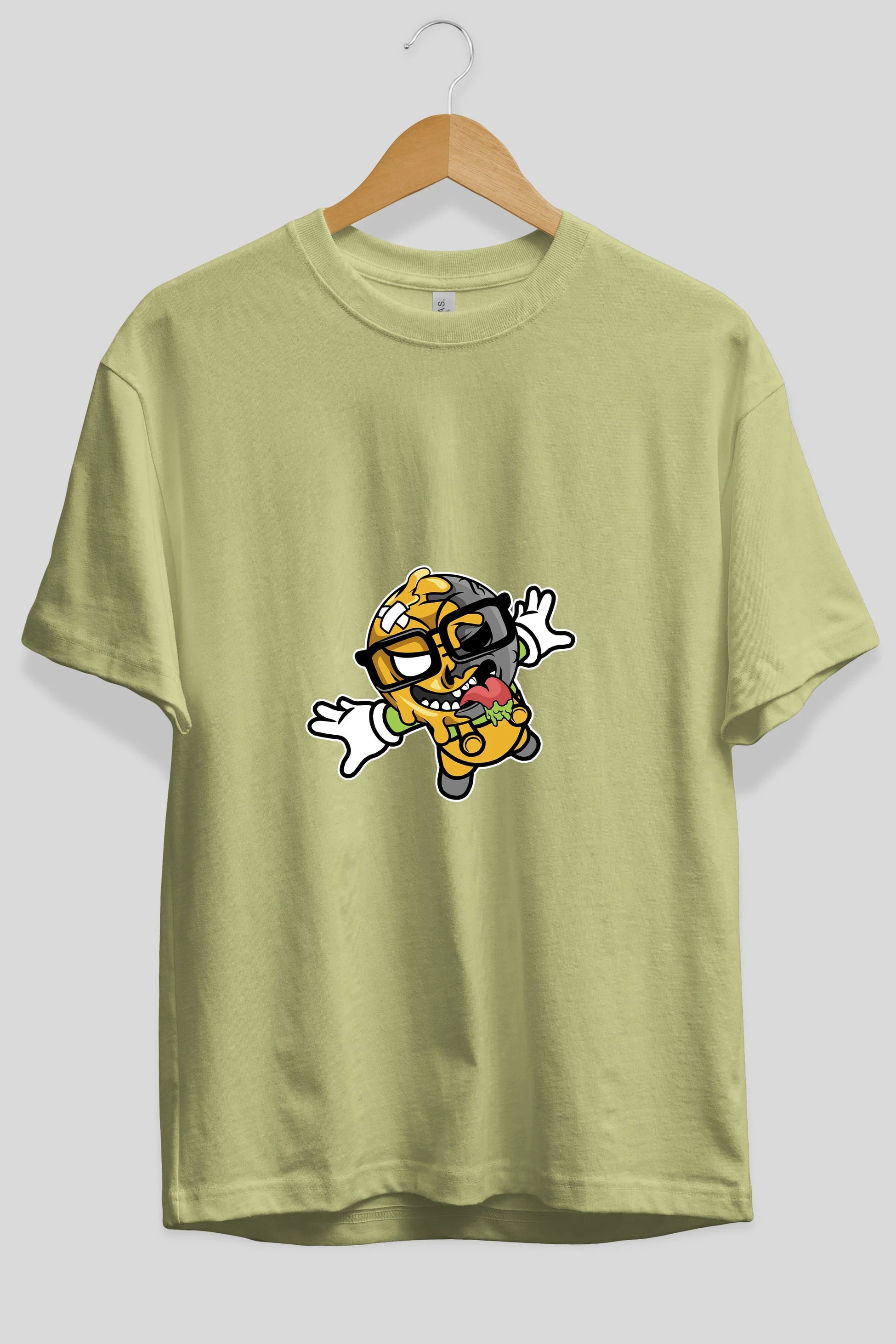 Smiley Jump Ön Baskılı Oversize t-shirt Erkek Kadın Unisex %100 Pamuk tişort