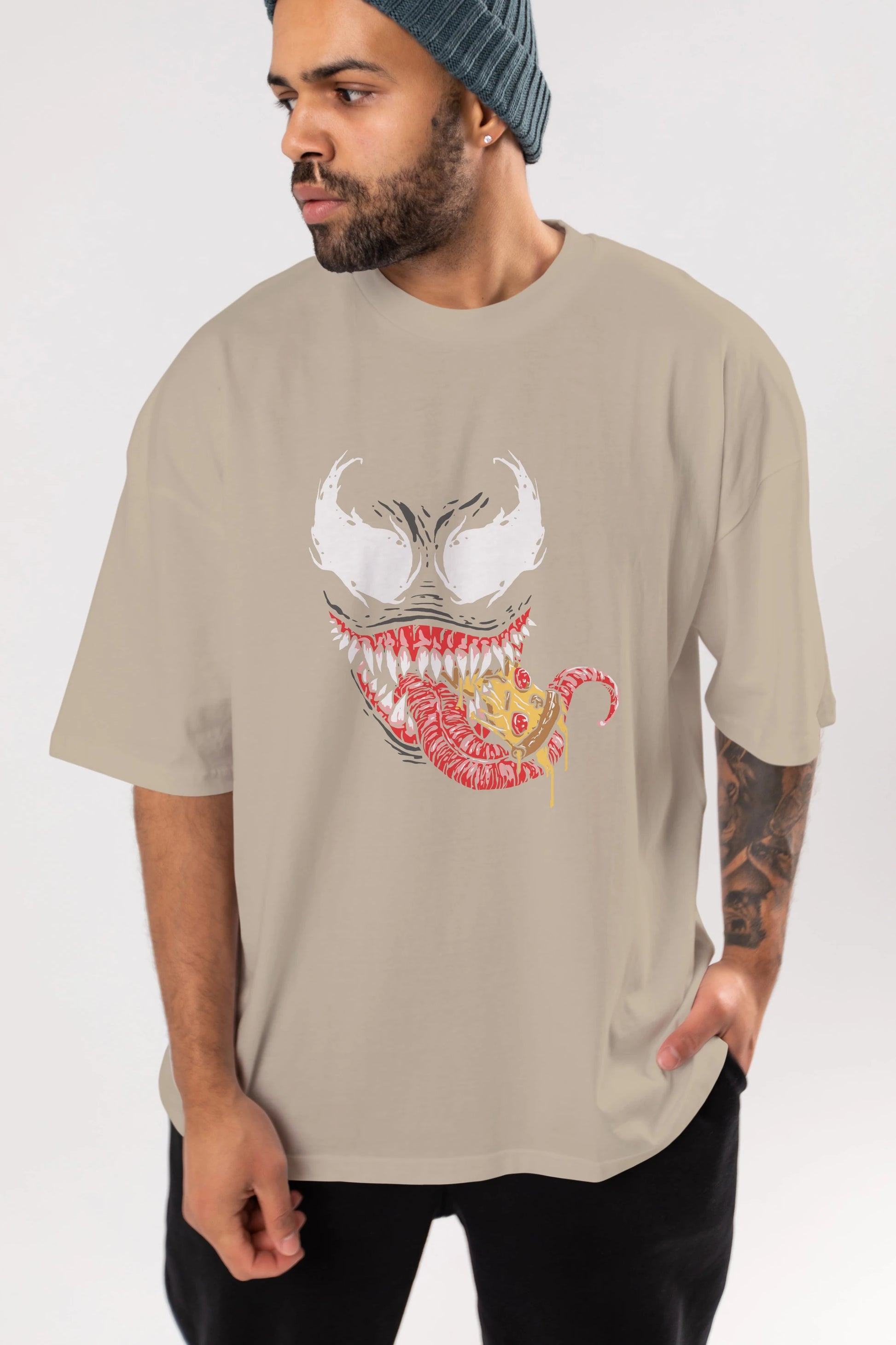 Venom (1) Ön Baskılı Oversize t-shirt Erkek Kadın Unisex %100 Pamuk Bisiklet Yaka tişort