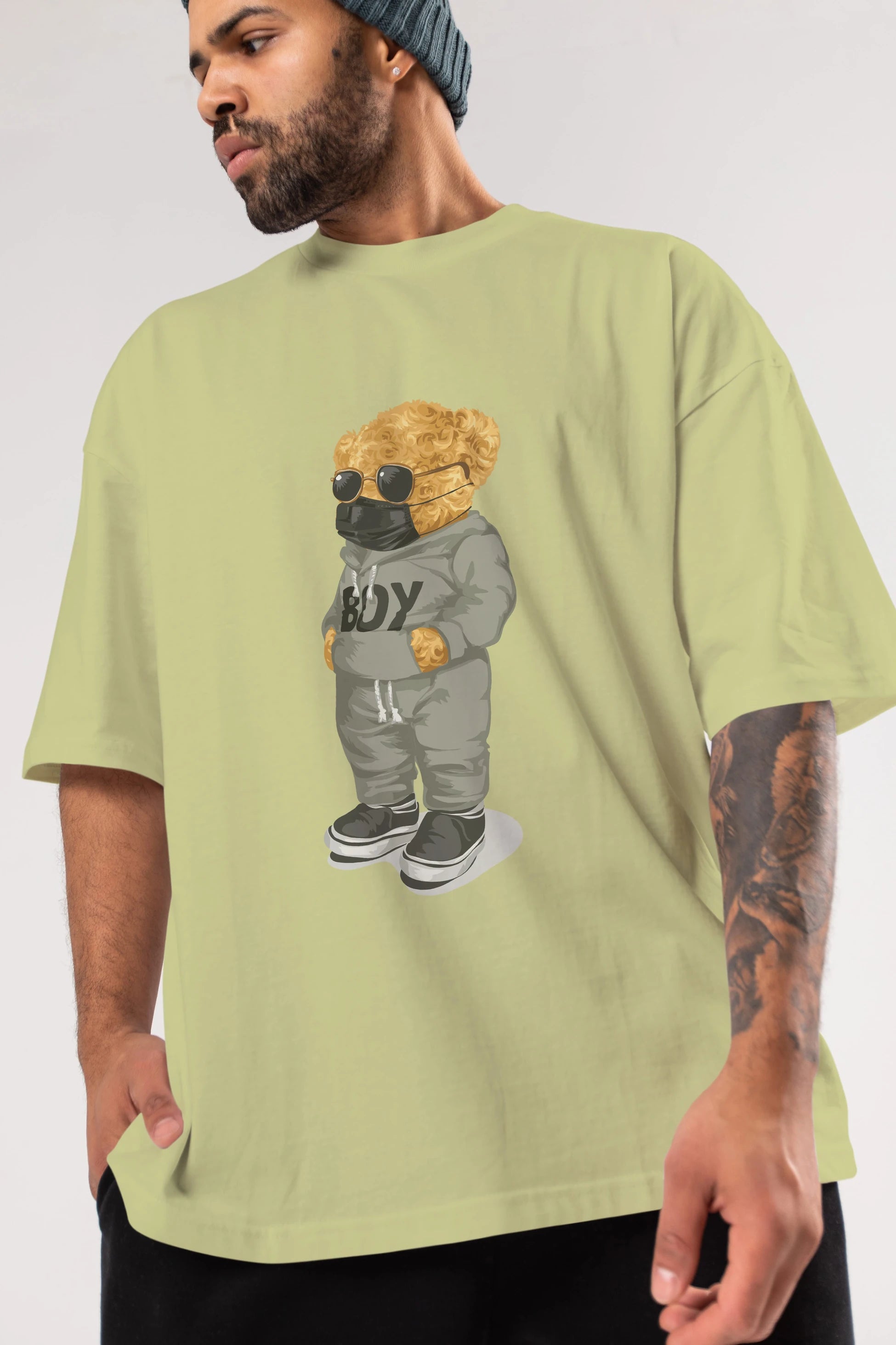 Teddy Bear Boy Ön Baskılı Oversize t-shirt Erkek Kadın Unisex %100 Pamuk