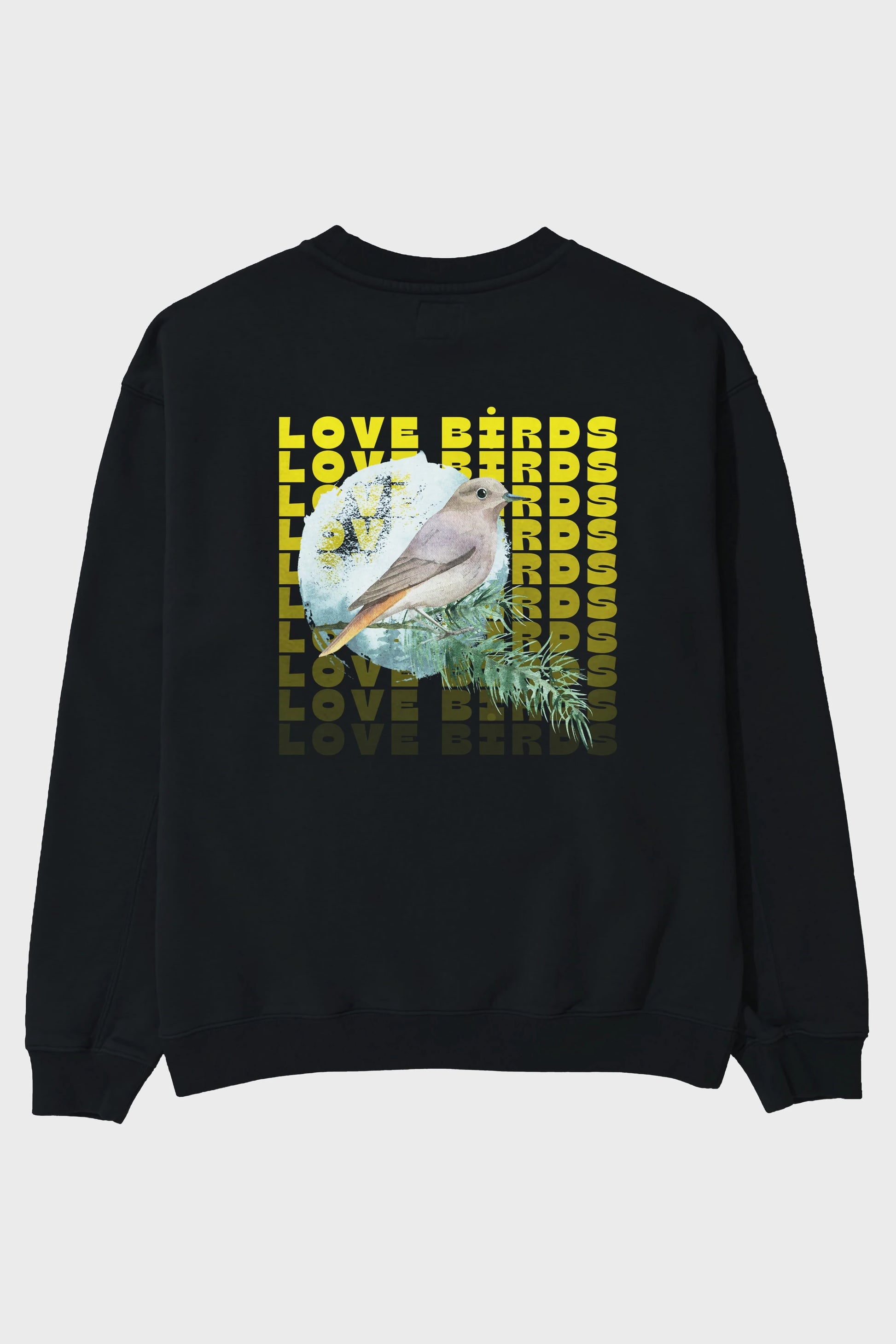 Love Birds Yazılı Arka Baskılı Oversize Sweatshirt Erkek Kadın Unisex