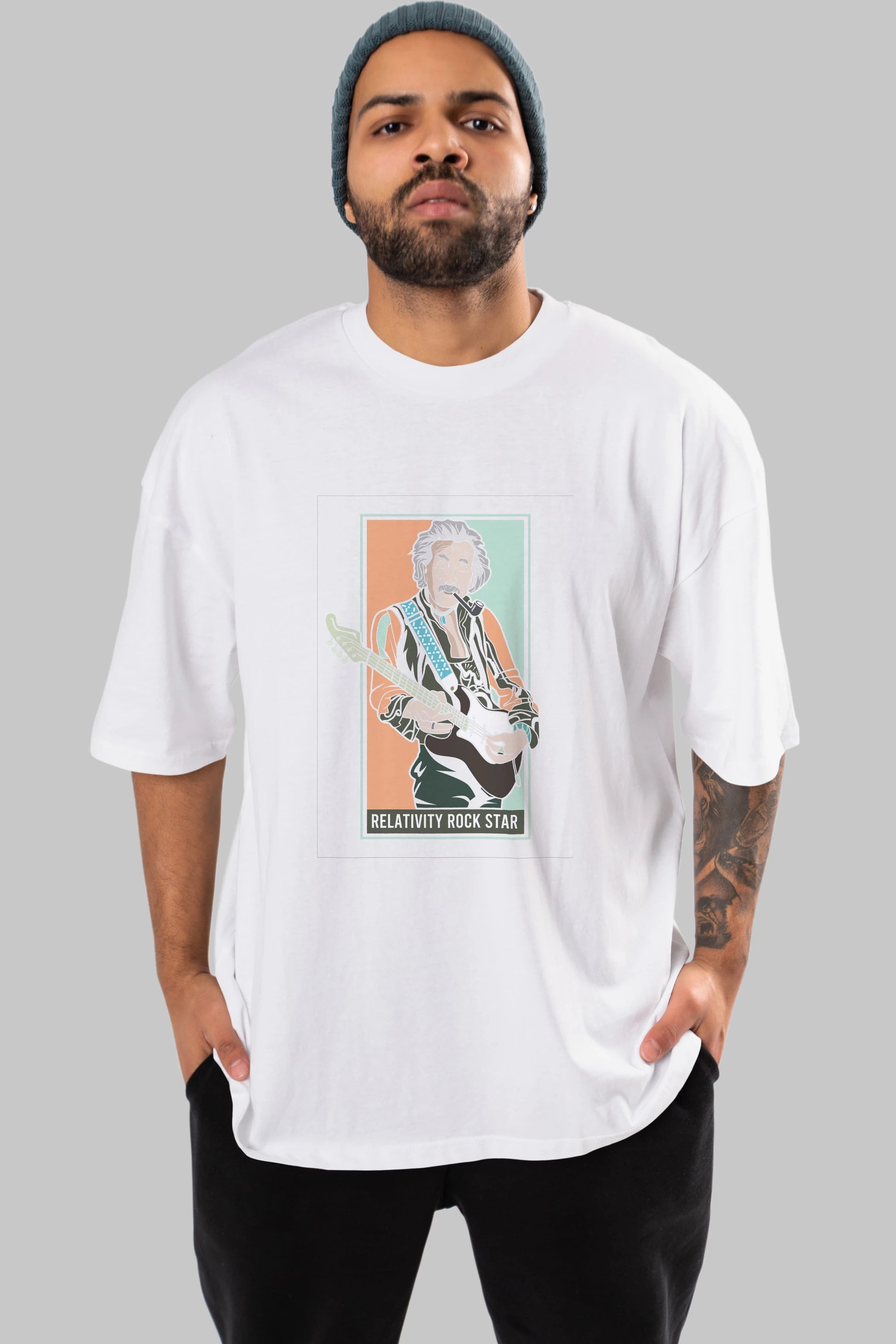 Jimmy Einstein Ön Baskılı Oversize t-shirt Erkek Kadın Unisex %100 Pamuk tişort