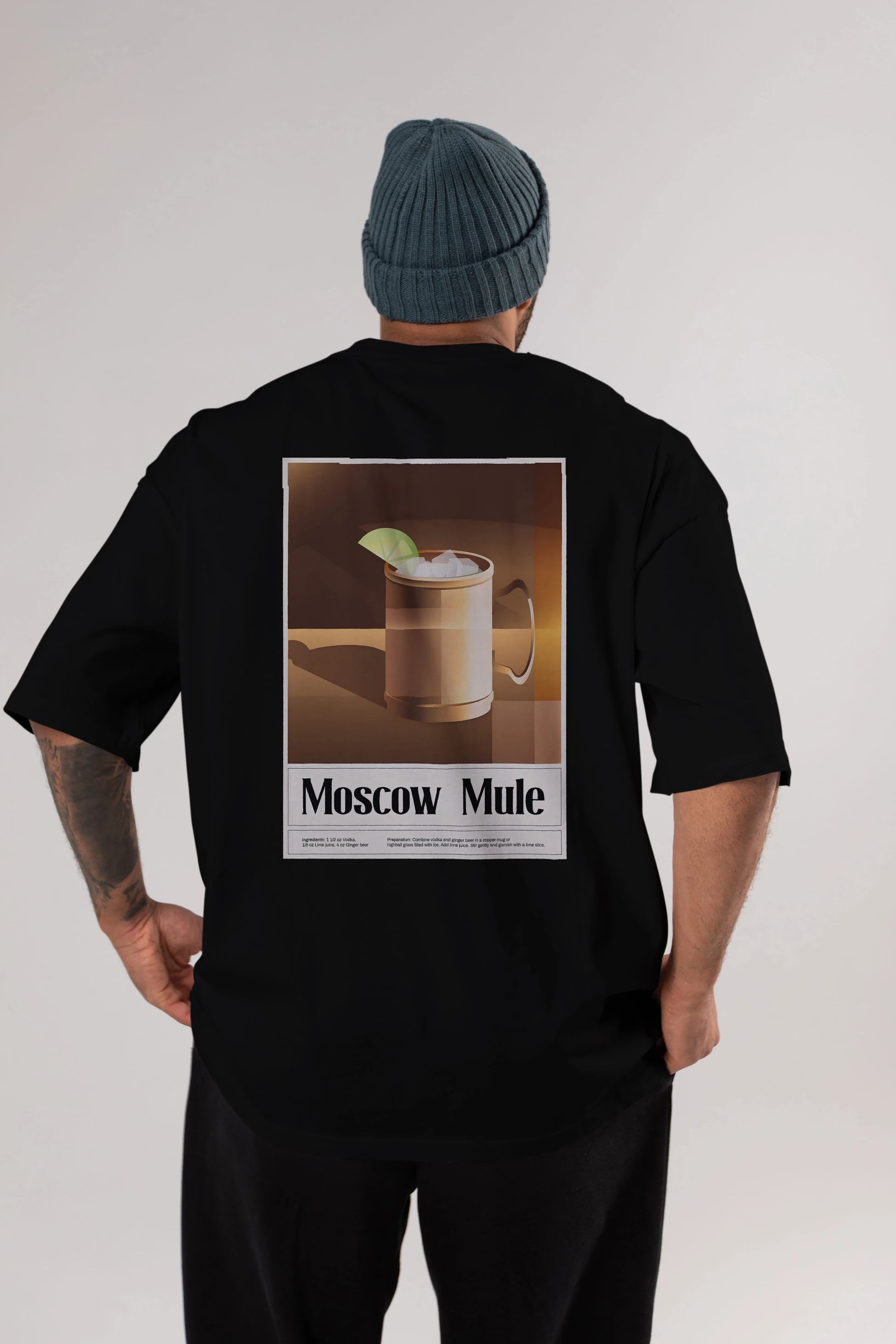Moscow Mule 3 Arka Baskılı Oversize t-shirt Erkek Kadın Unisex %100 Pamuk Bisiklet Yaka tişort
