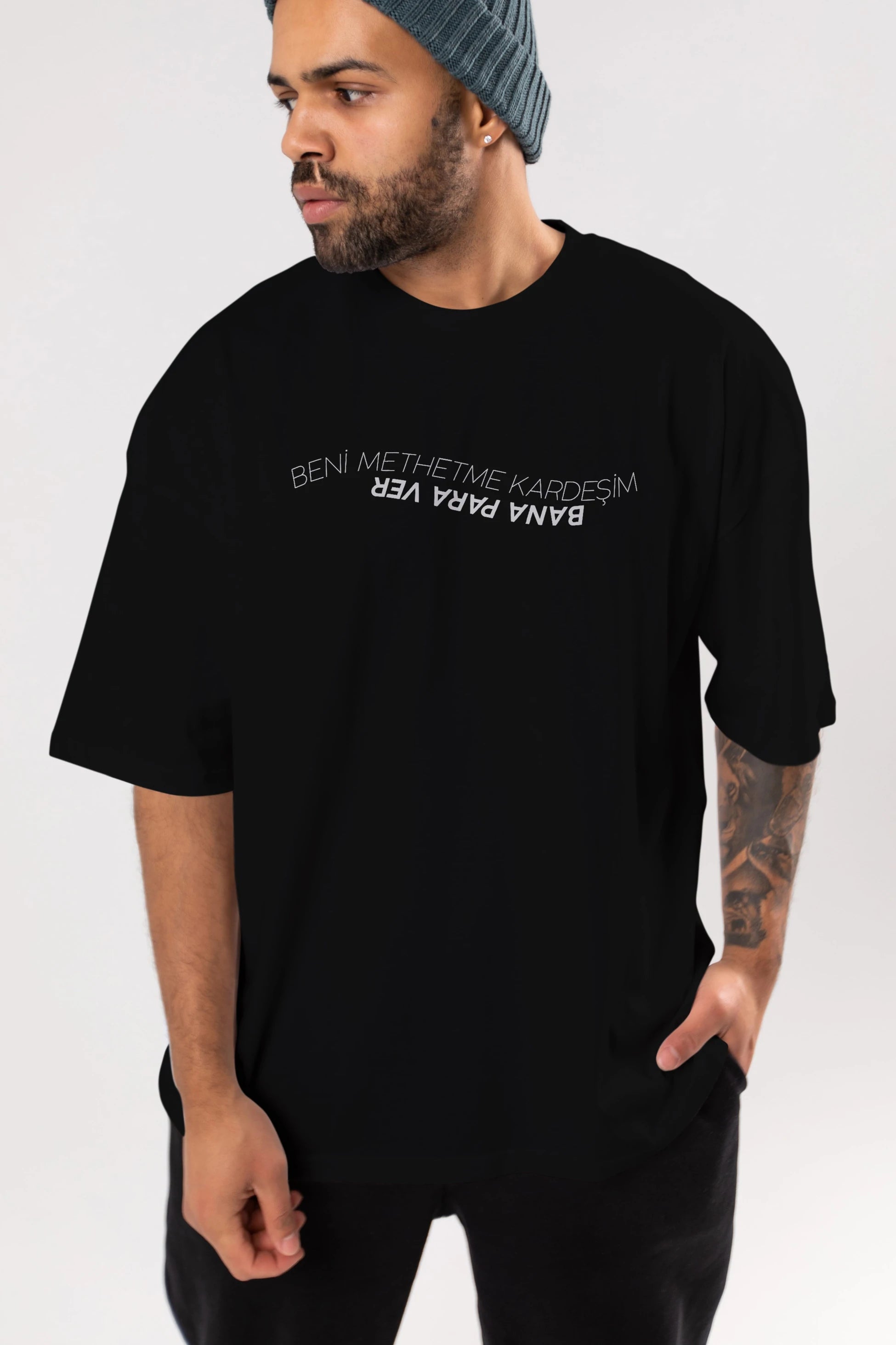 Beni Methetme Kardeşim Ön Baskılı Oversize t-shirt %100 pamuk Erkek Kadın Unisex