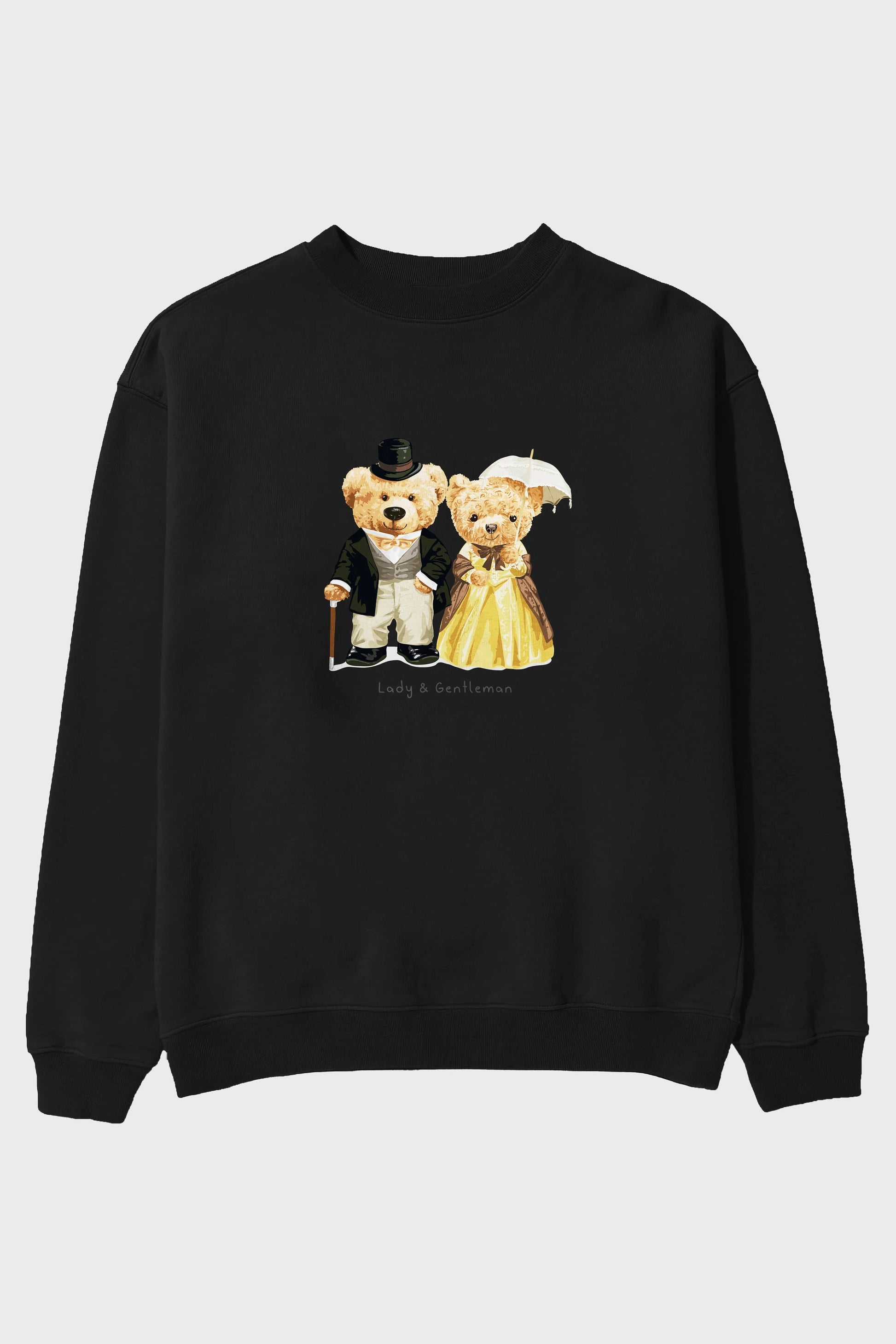Teddy Bear Couple Ön Baskılı Oversize Sweatshirt Erkek Kadın Unisex