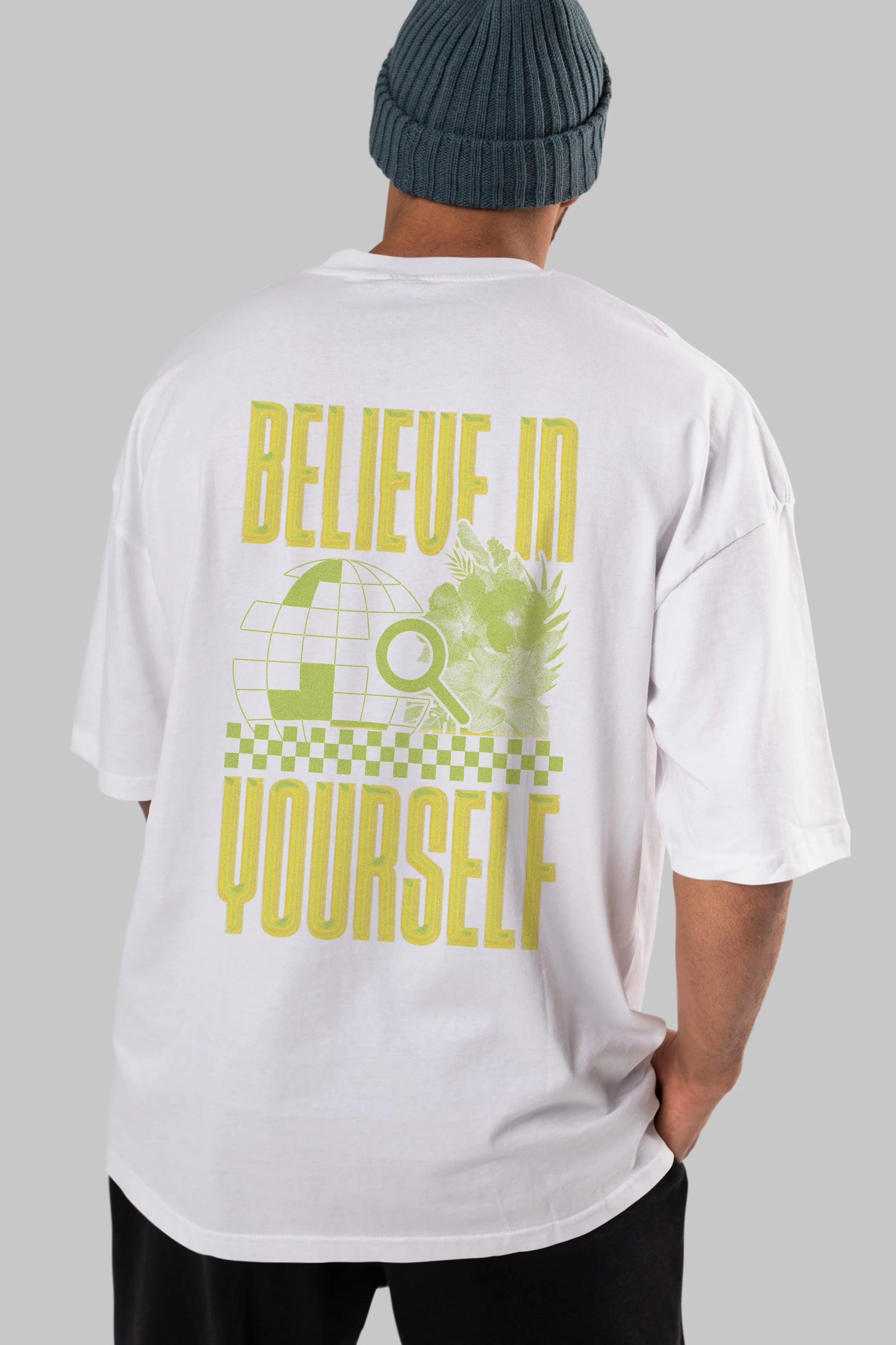 Believe in Yourself Yellow Arka Baskılı Oversize t-shirt Erkek Kadın Unisex