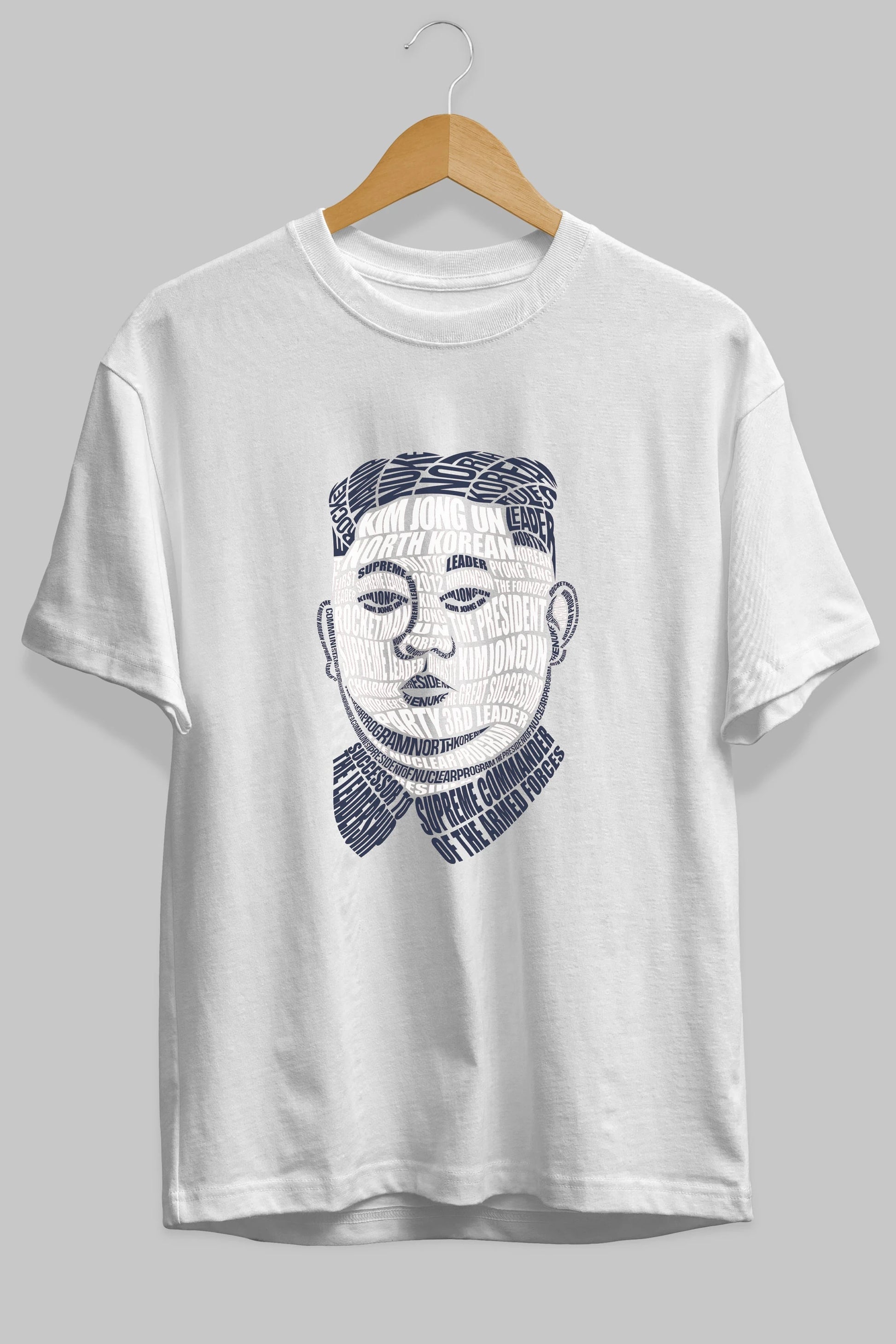 Kim Jong Un Calligram Ön Baskılı Oversize t-shirt %100 pamuk Erkek Kadın Unisex