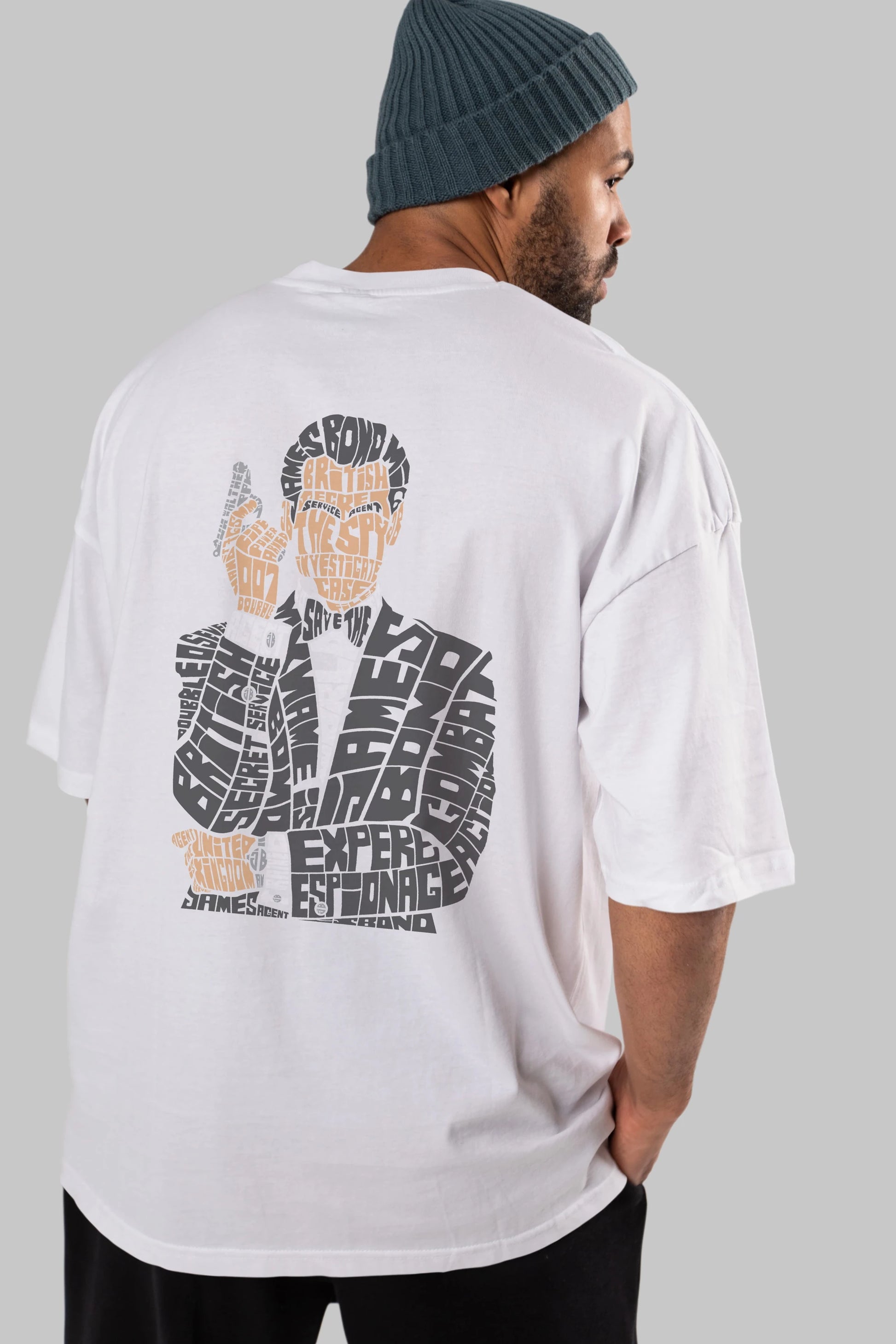 James Bond Arka Baskılı Oversize t-shirt %100 pamuk Erkek Kadın Unisex