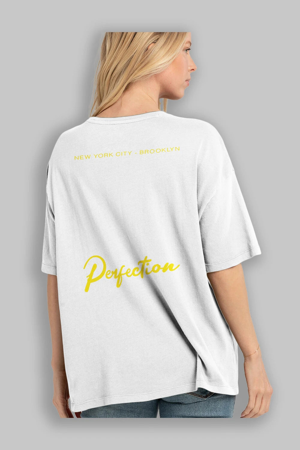 New York City and Brooklyn Arka Baskılı Oversize t-shirt Erkek Kadın Unisex