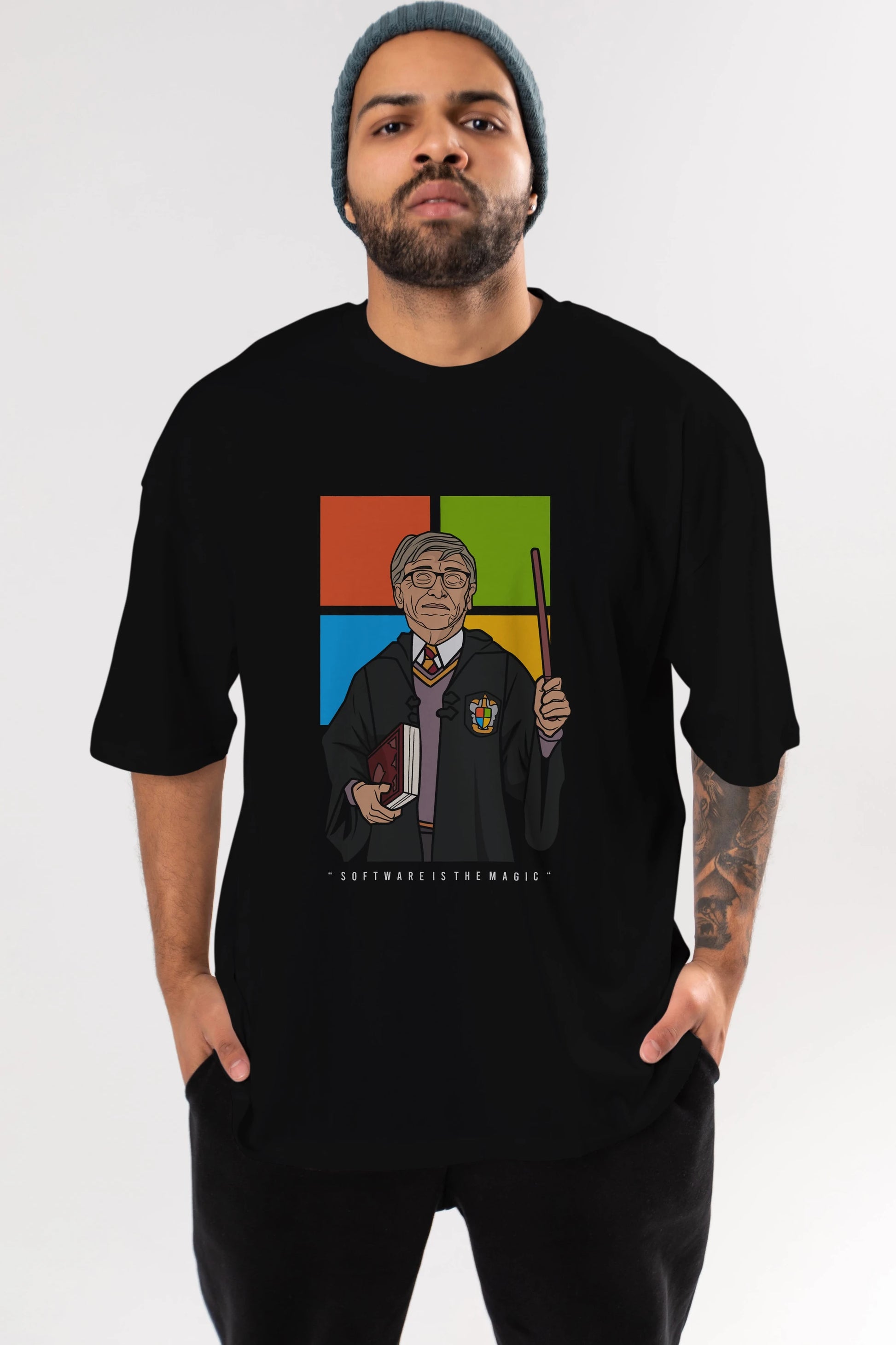 Harry Potter Gates Ön Baskılı Oversize t-shirt Erkek Kadın Unisex %100 Pamuk tişort