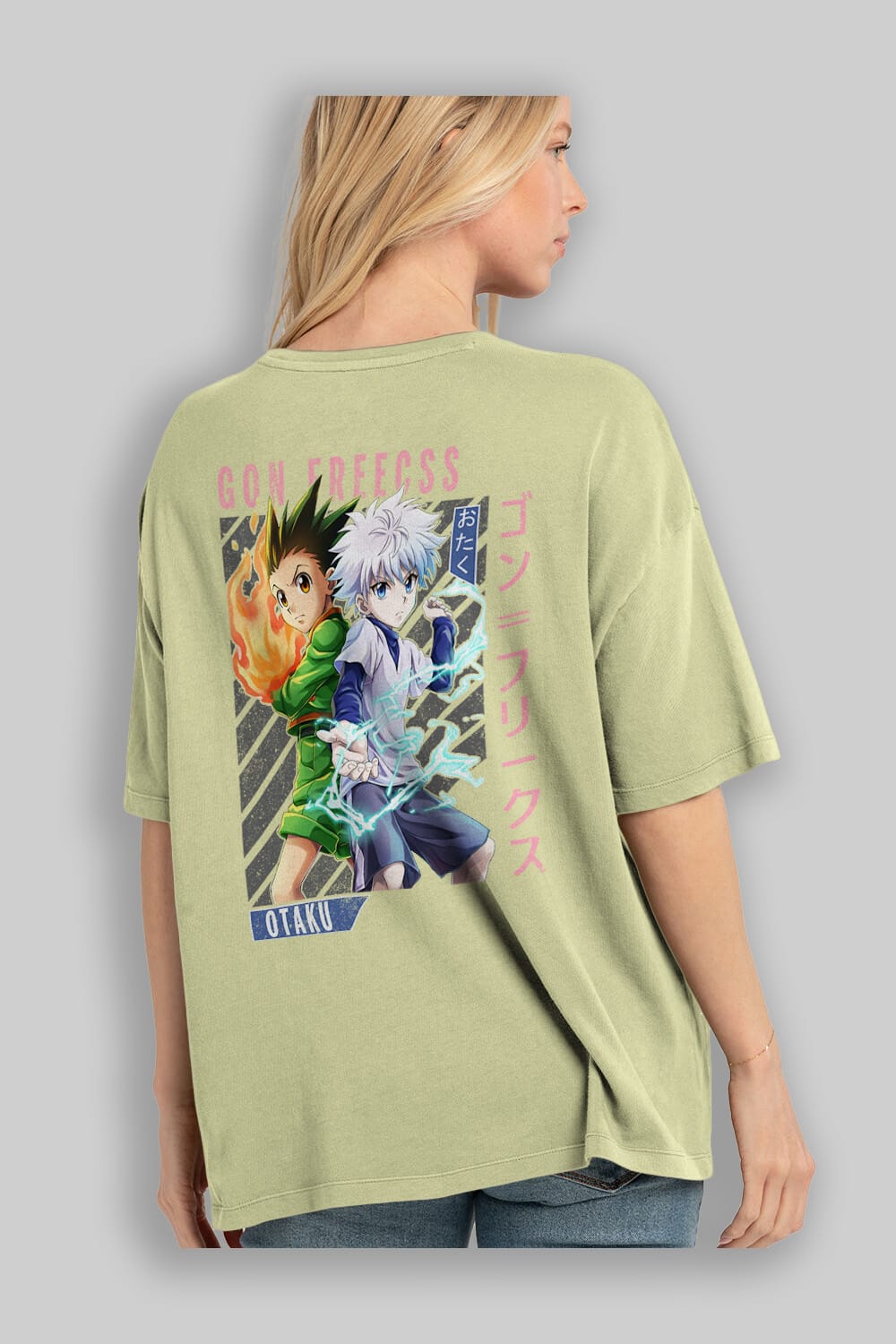 Gon Freecss HUNTER X HUNTER 1 Anime Arka Baskılı Oversize t-shirt Erkek Kadın Unisex
