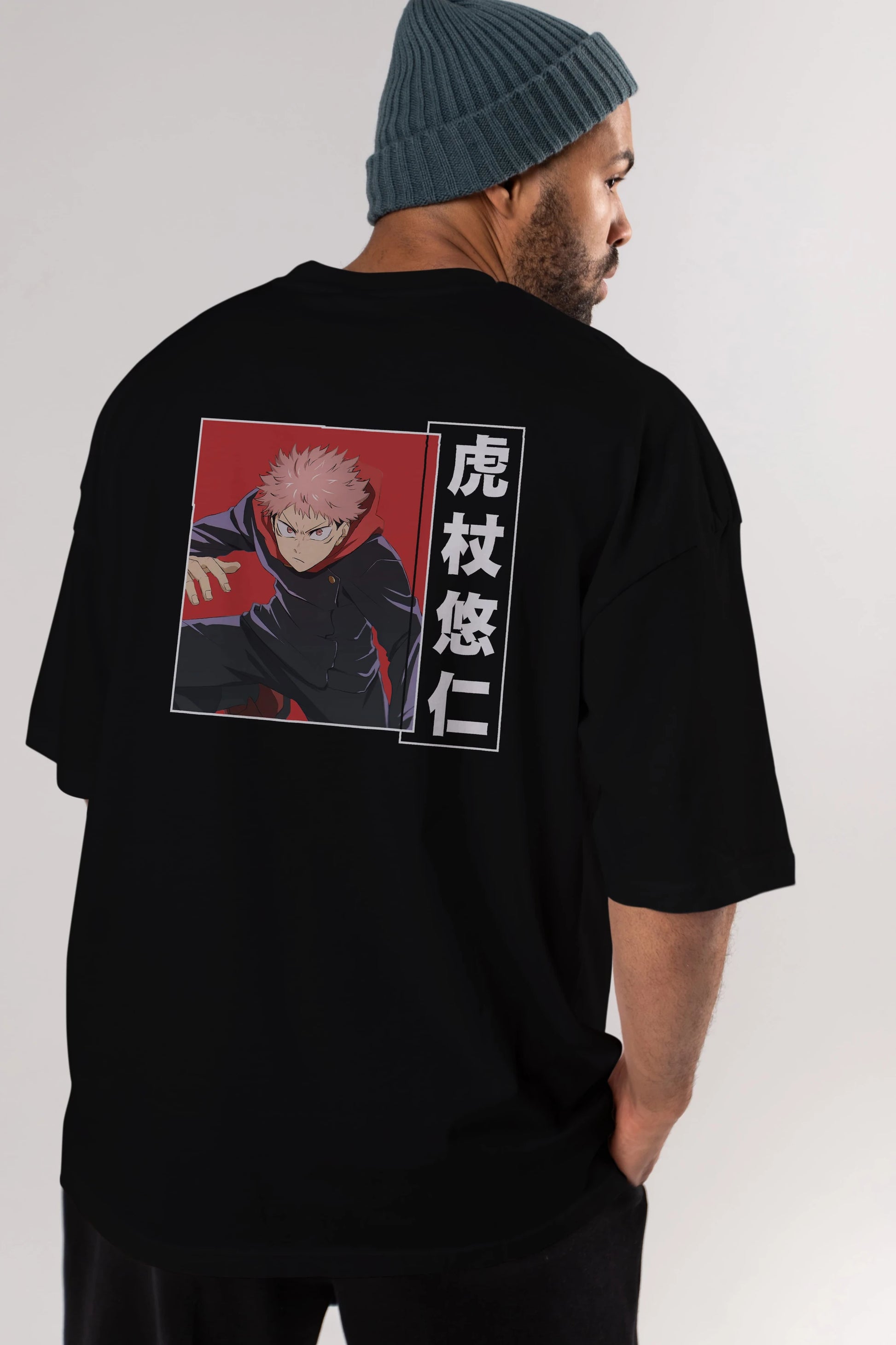 Yuuji Itadori 2 Anime Arka Baskılı Oversize t-shirt Erkek Kadın Unisex