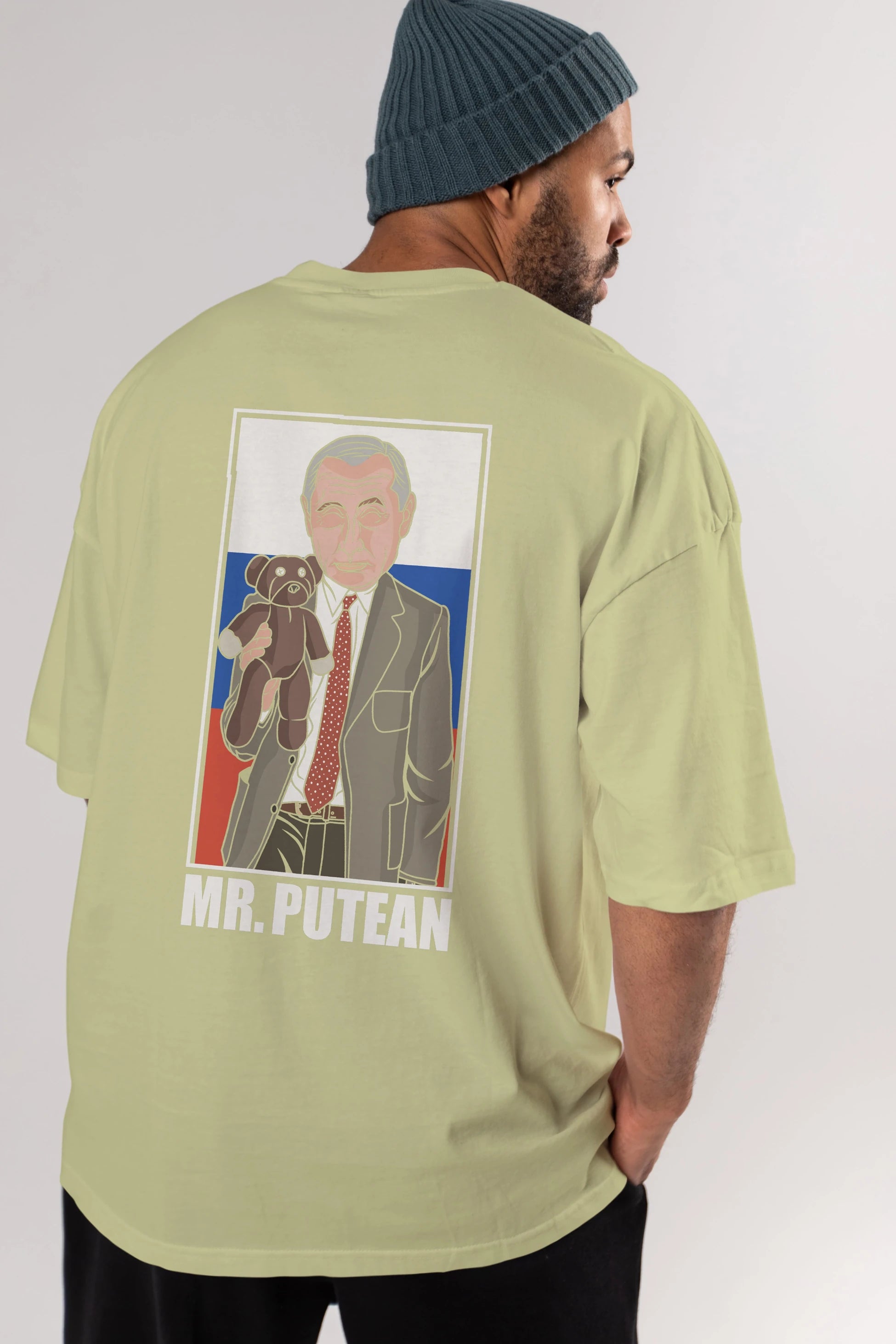 Mr Putean Arka Baskılı Oversize t-shirt Erkek Kadın Unisex %100 Pamuk tişort