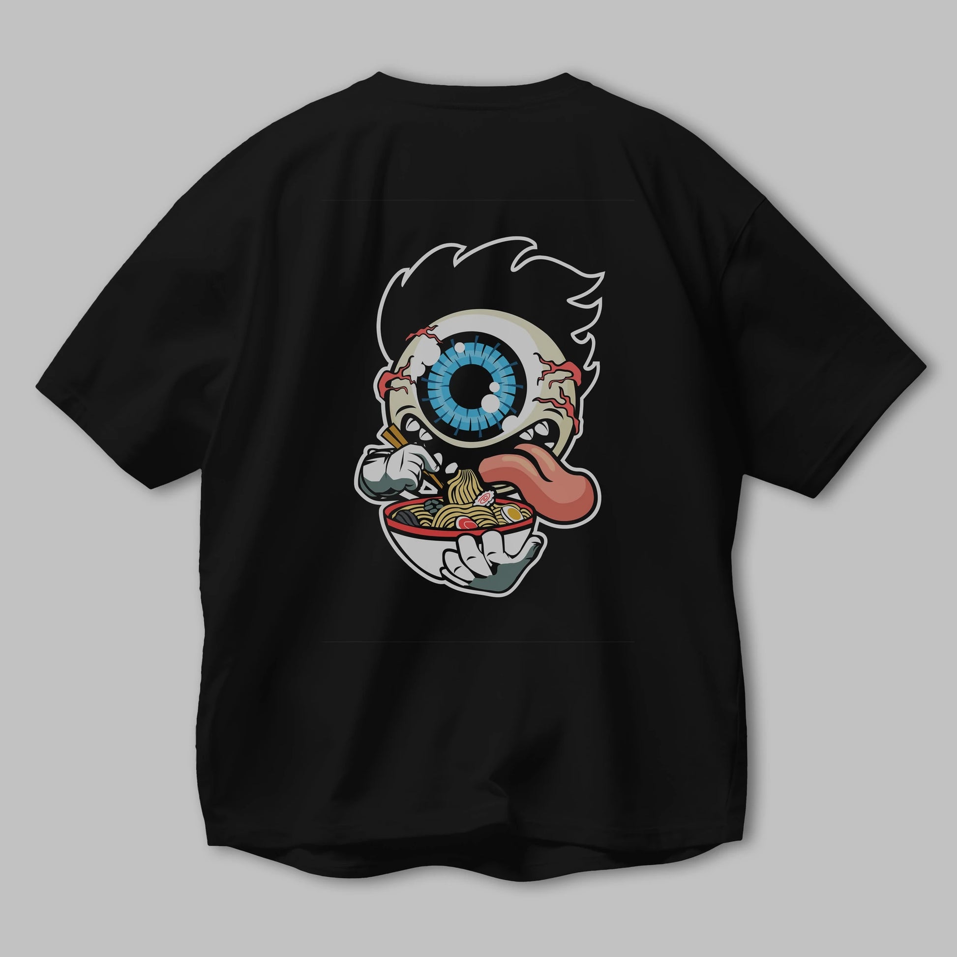 Eyeball Ramen Arka Baskılı Oversize t-shirt Erkek Kadın Unisex %100 Pamuk tişort
