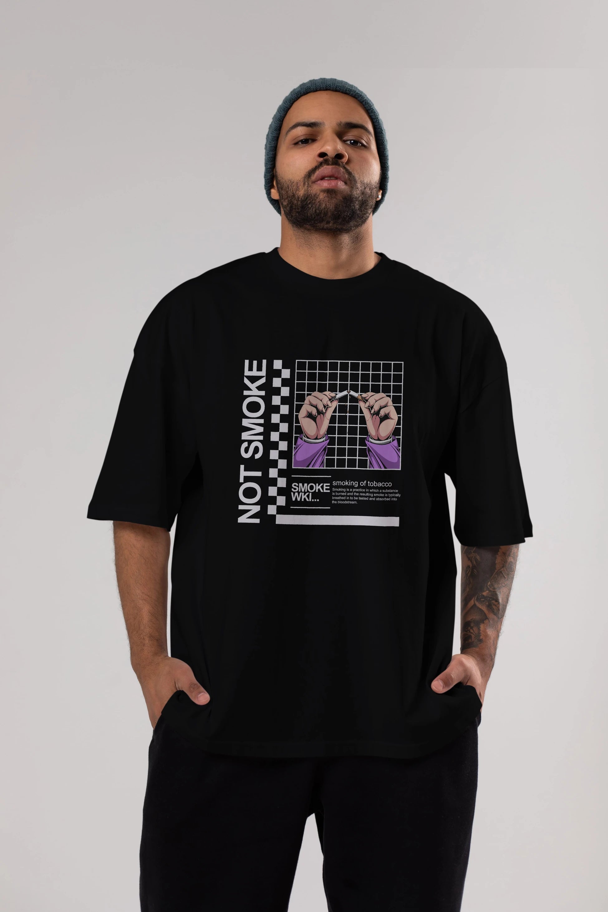 Not Smoke Ön Baskılı Oversize t-shirt Erkek Kadın Unisex