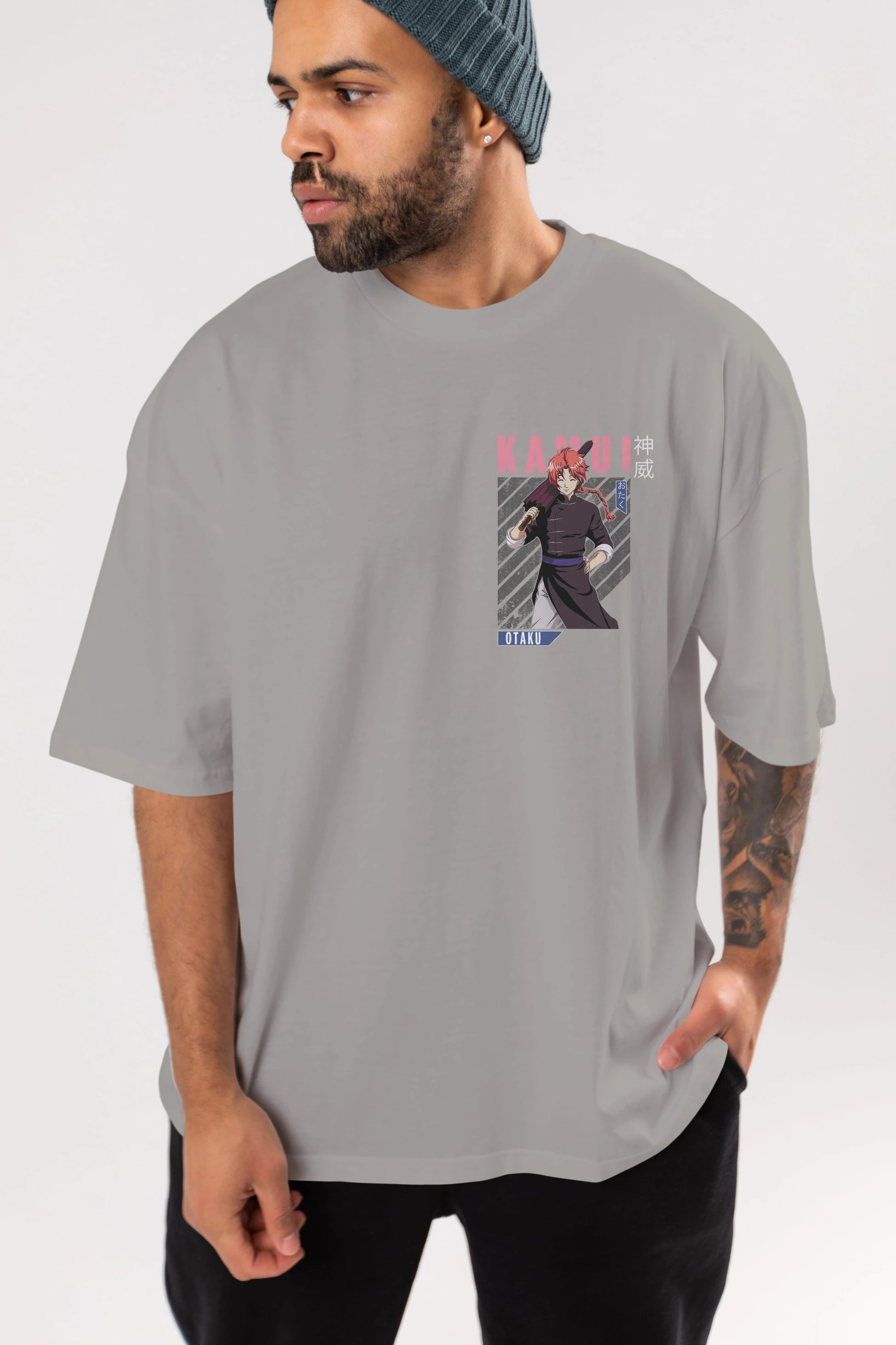 Kamui GINTAMA 1 Ön Sol Baskılı Oversize t-shirt Erkek Kadın Unisex %100 Pamuk Bisiklet Yaka tişort