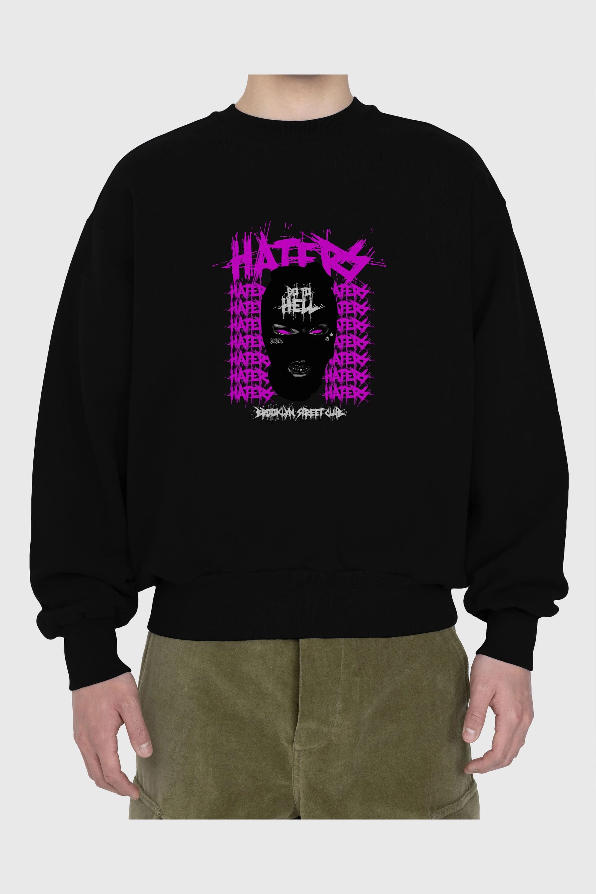 Haters Brooklyn Street Club Ön Baskılı Oversize Sweatshirt Erkek Kadın Unisex