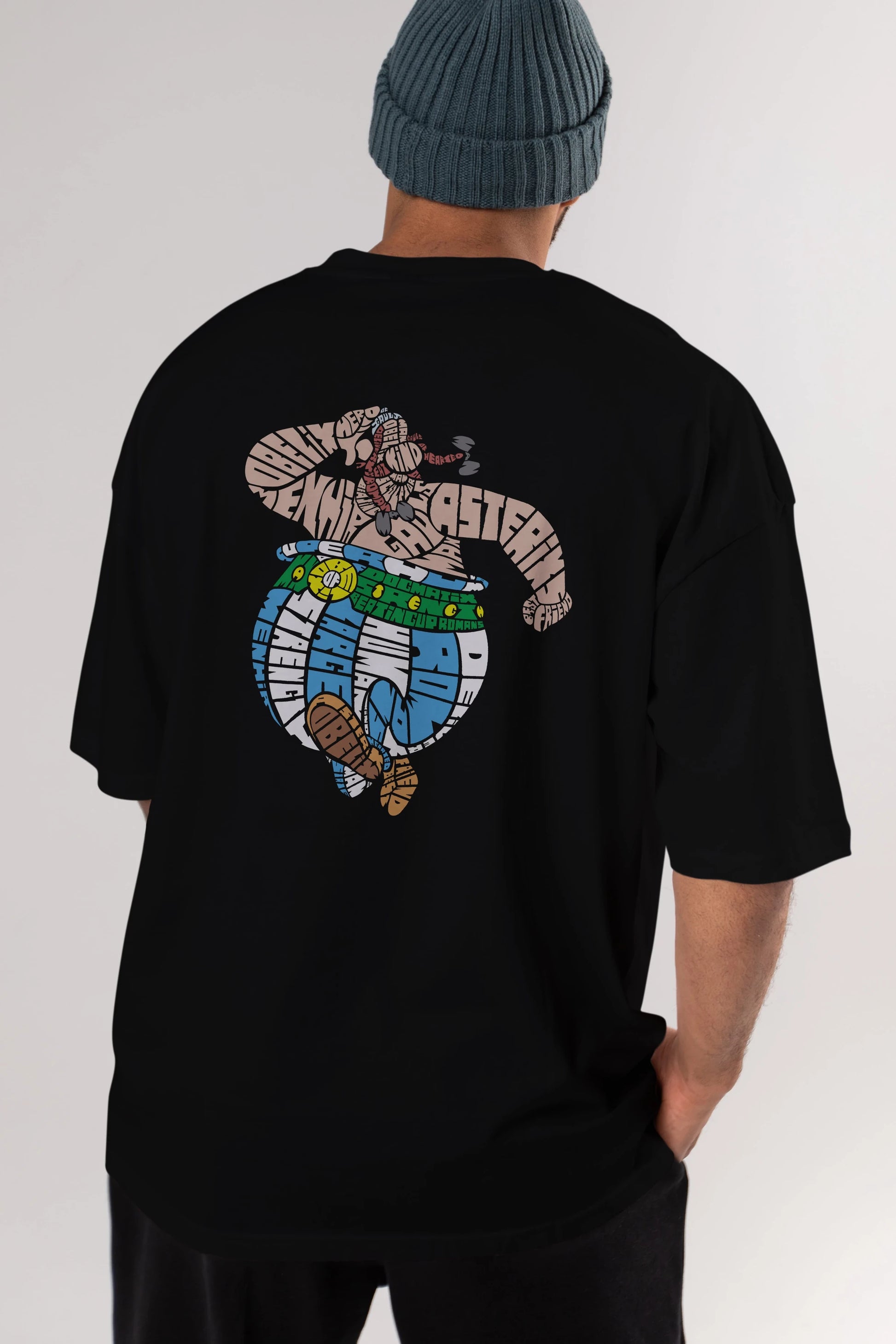 Obelix Arka Baskılı Oversize t-shirt %100 pamuk Erkek Kadın Unisex