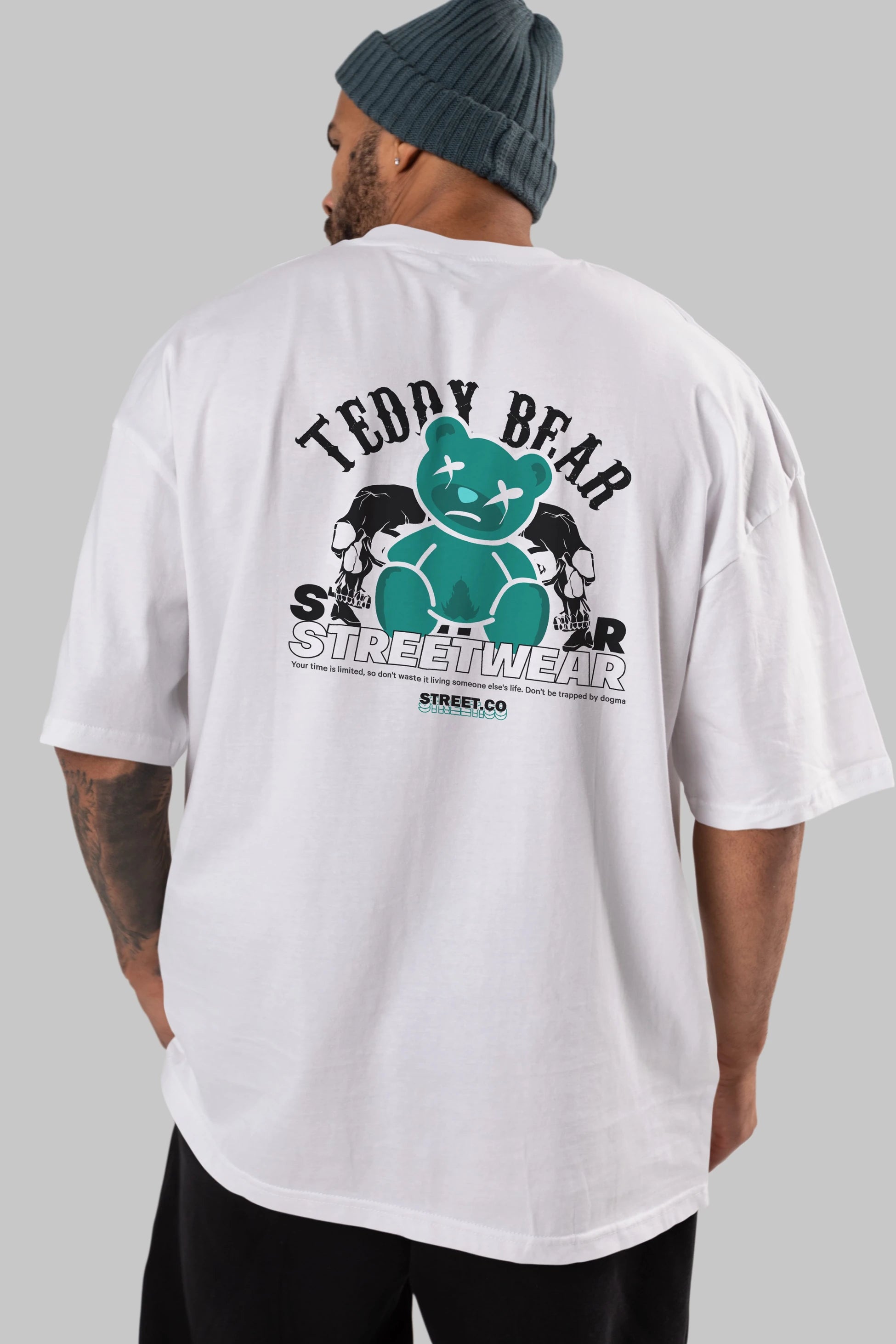 Teddy Bear Streetwear 2 Arka Baskılı Oversize t-shirt Erkek Kadın Unisex