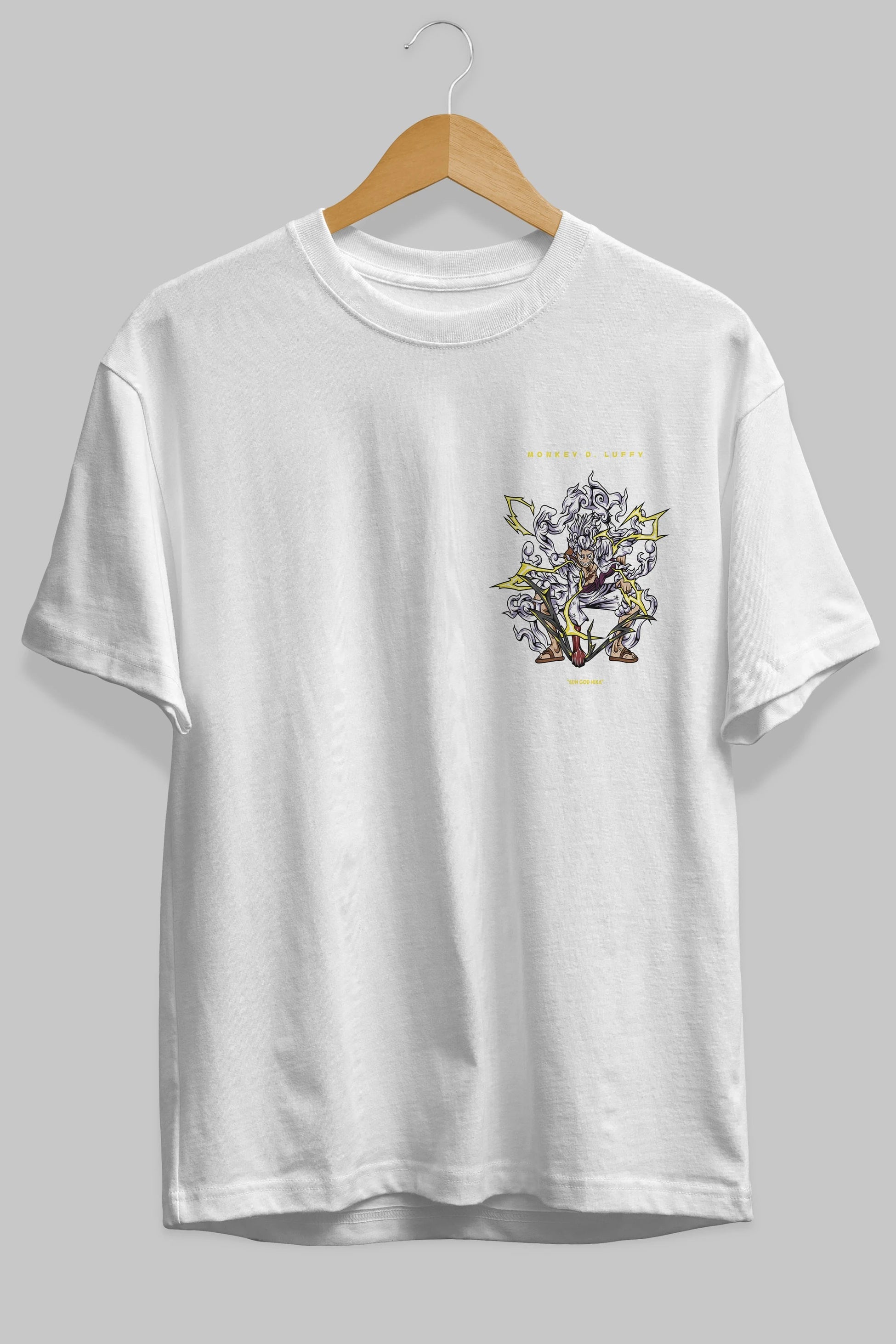 Monkey D. Luffy Ön Sol Baskılı Oversize t-shirt Erkek Kadın Unisex %100 Pamuk Bisiklet Yaka tişort