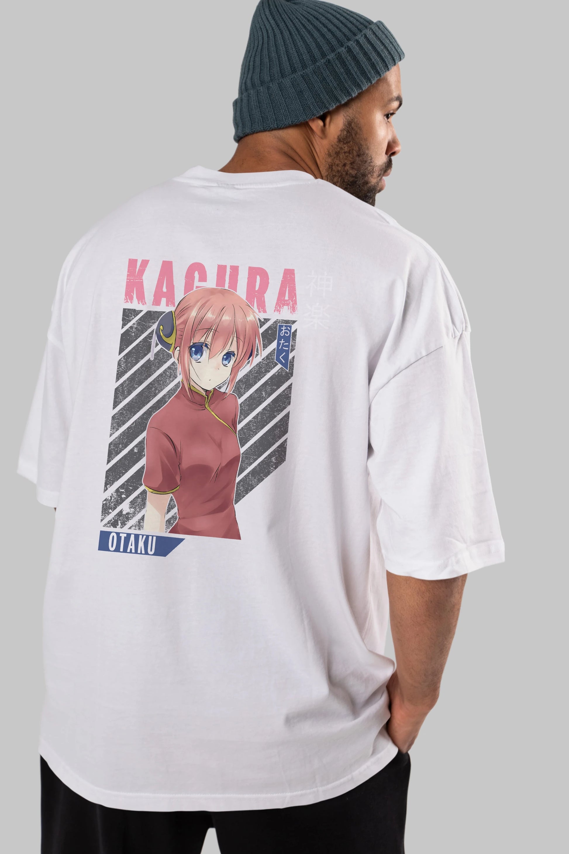 Kagura GINTAMA Anime Arka Baskılı Oversize t-shirt Erkek Kadın Unisex