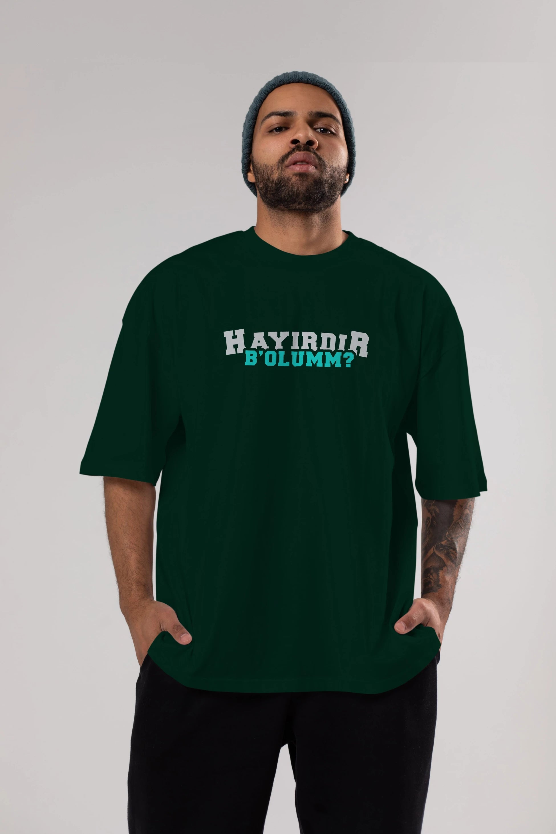 Hayırdır Bolum Ön Baskılı Oversize t-shirt %100 pamuk Erkek Kadın Unisex