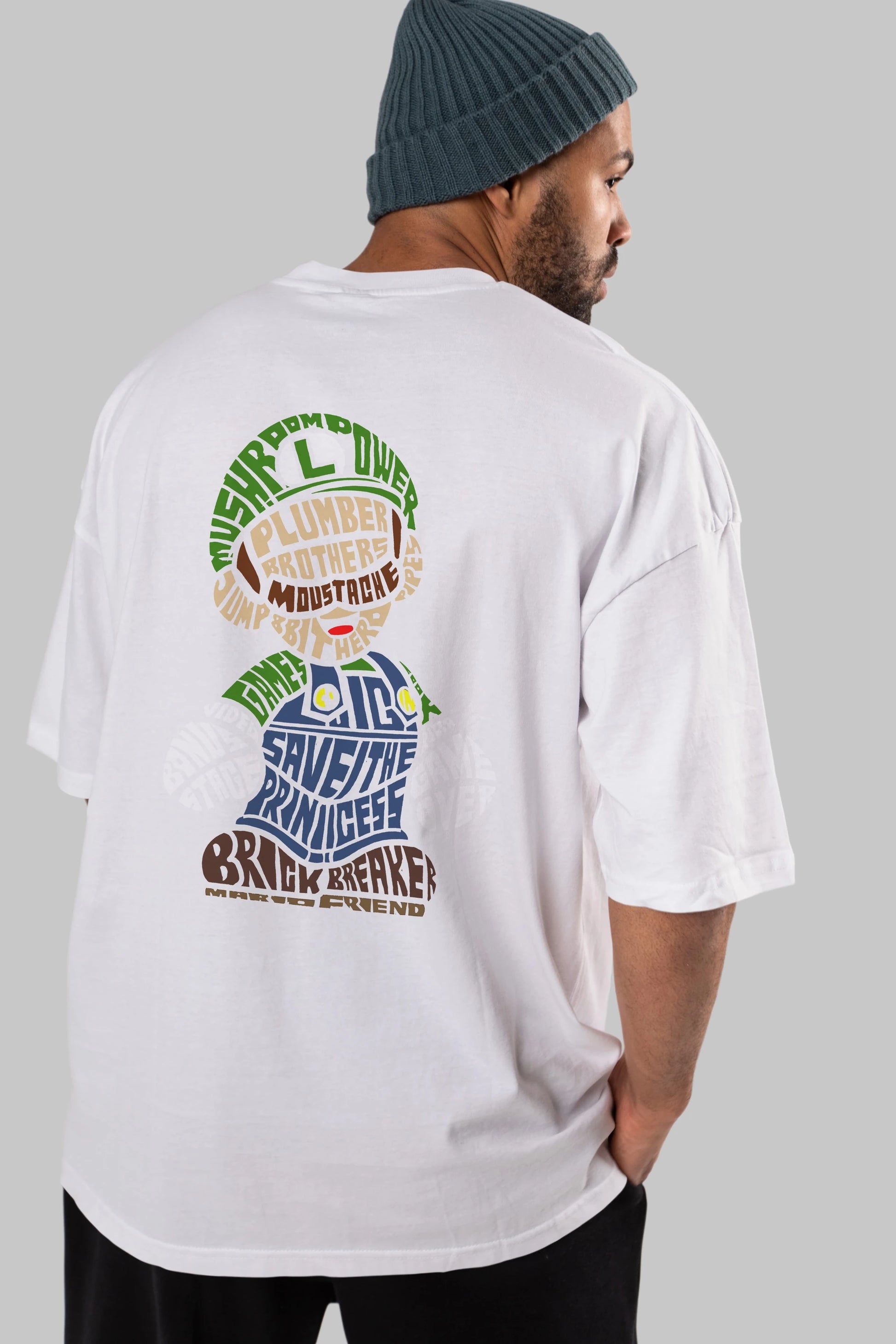 Plumber Brothers Arka Baskılı Oversize t-shirt %100 pamuk Erkek Kadın Unisex