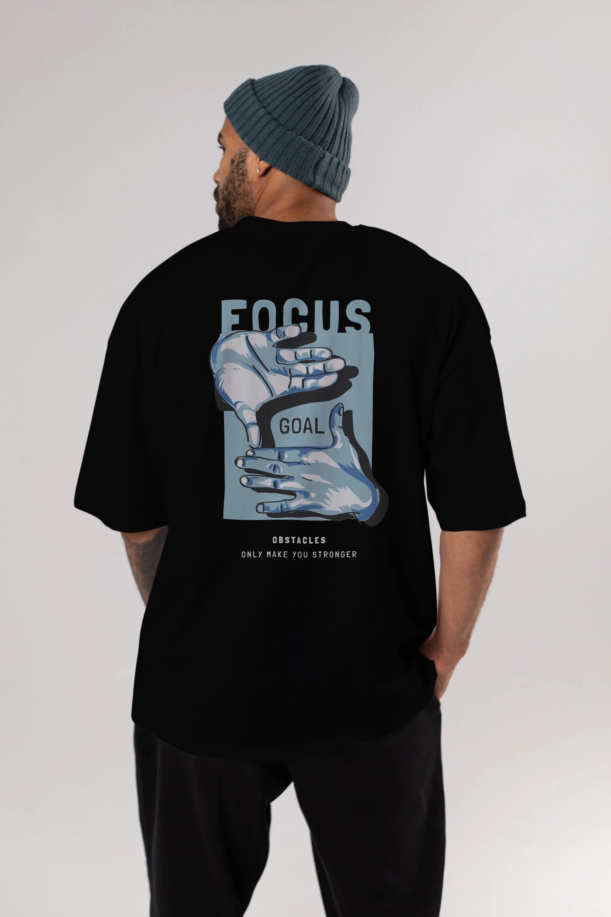 Focus Goal Arka Baskılı Oversize t-shirt Erkek Kadın Unisex