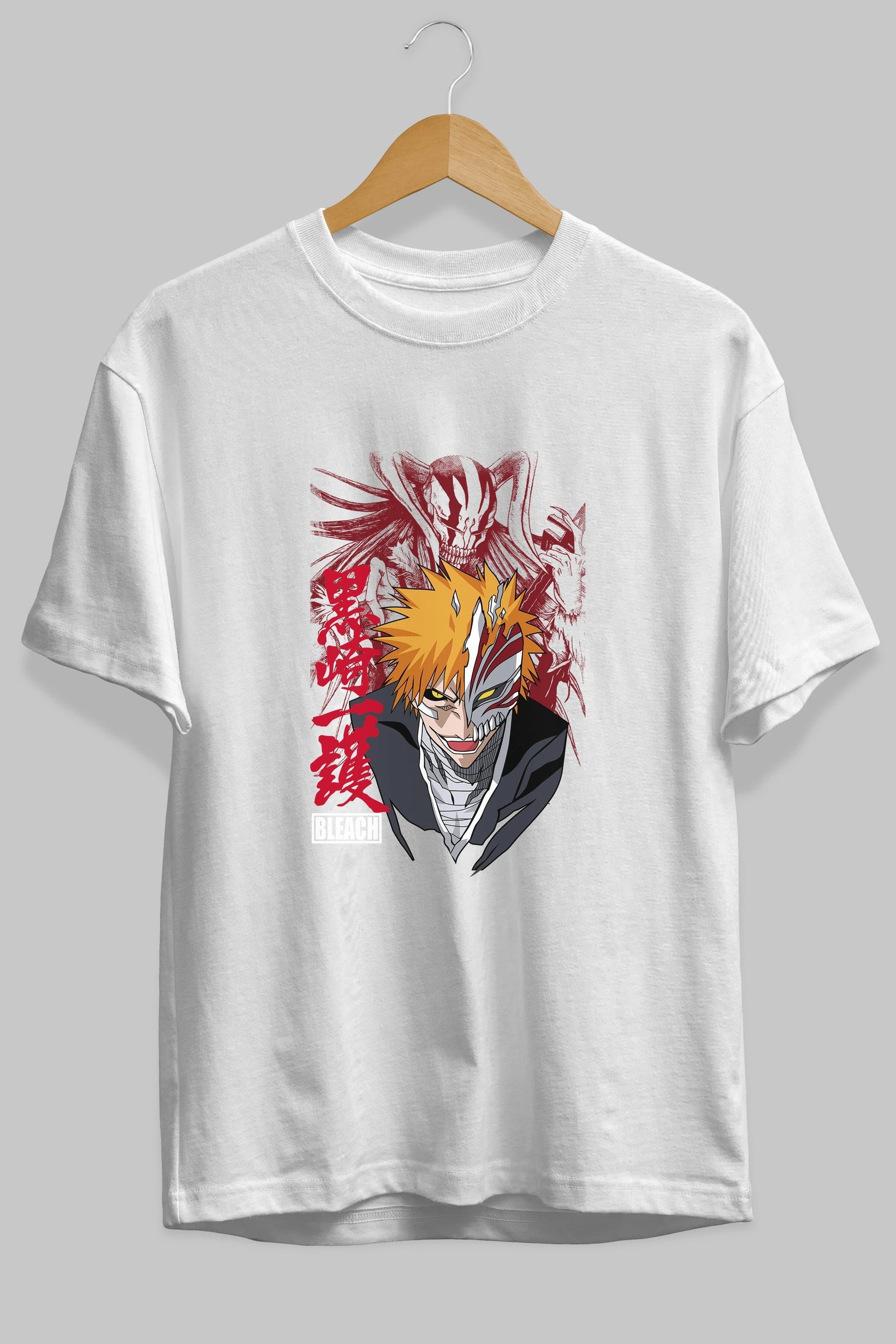 ICHIGO KUROSAKI VIZARD Anime Ön Baskılı Oversize t-shirt %100 pamuk Erkek Kadın Unisex