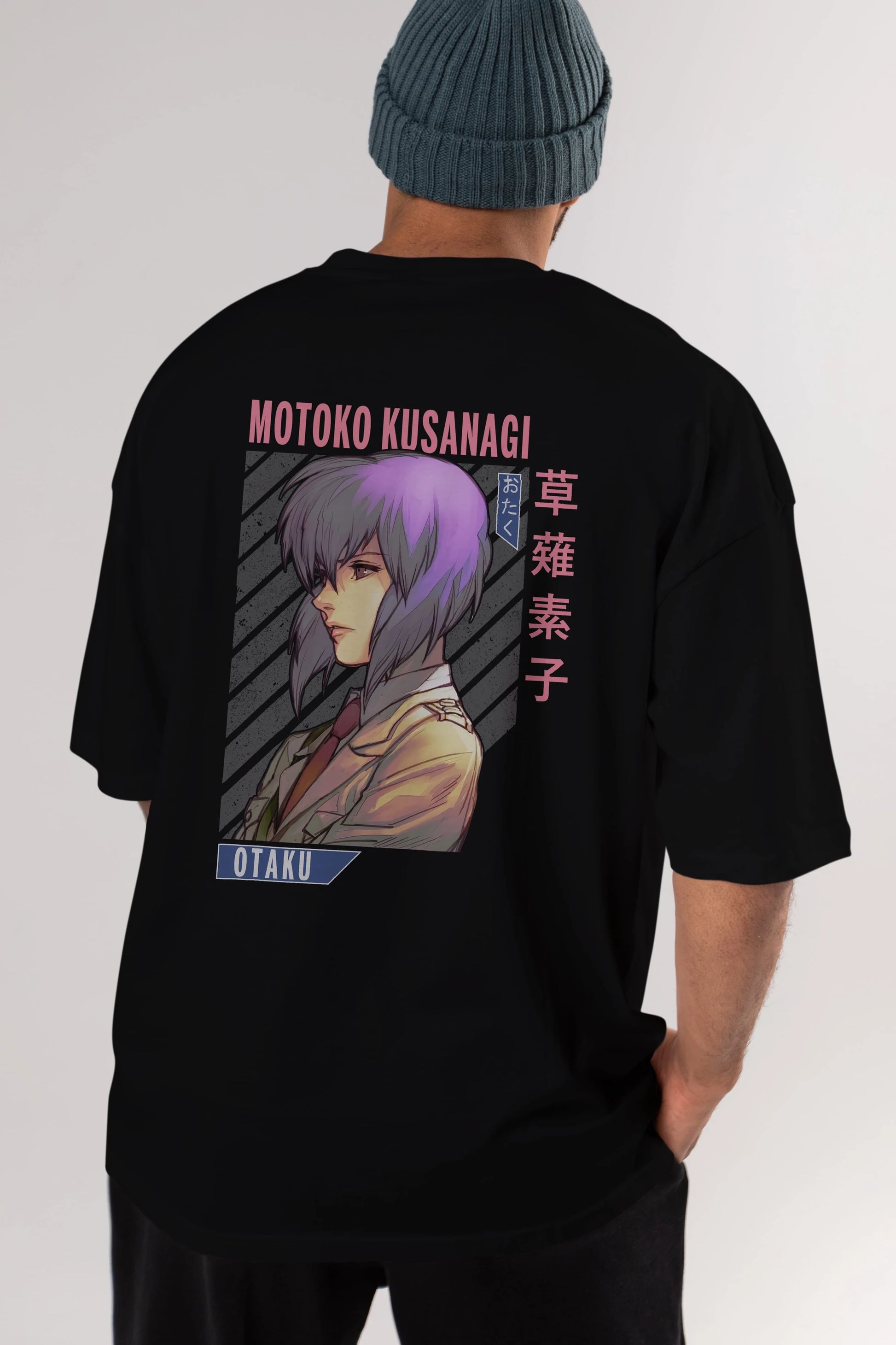 Motoko Kusanagi 4 Anime Arka Baskılı Oversize t-shirt Erkek Kadın Unisex