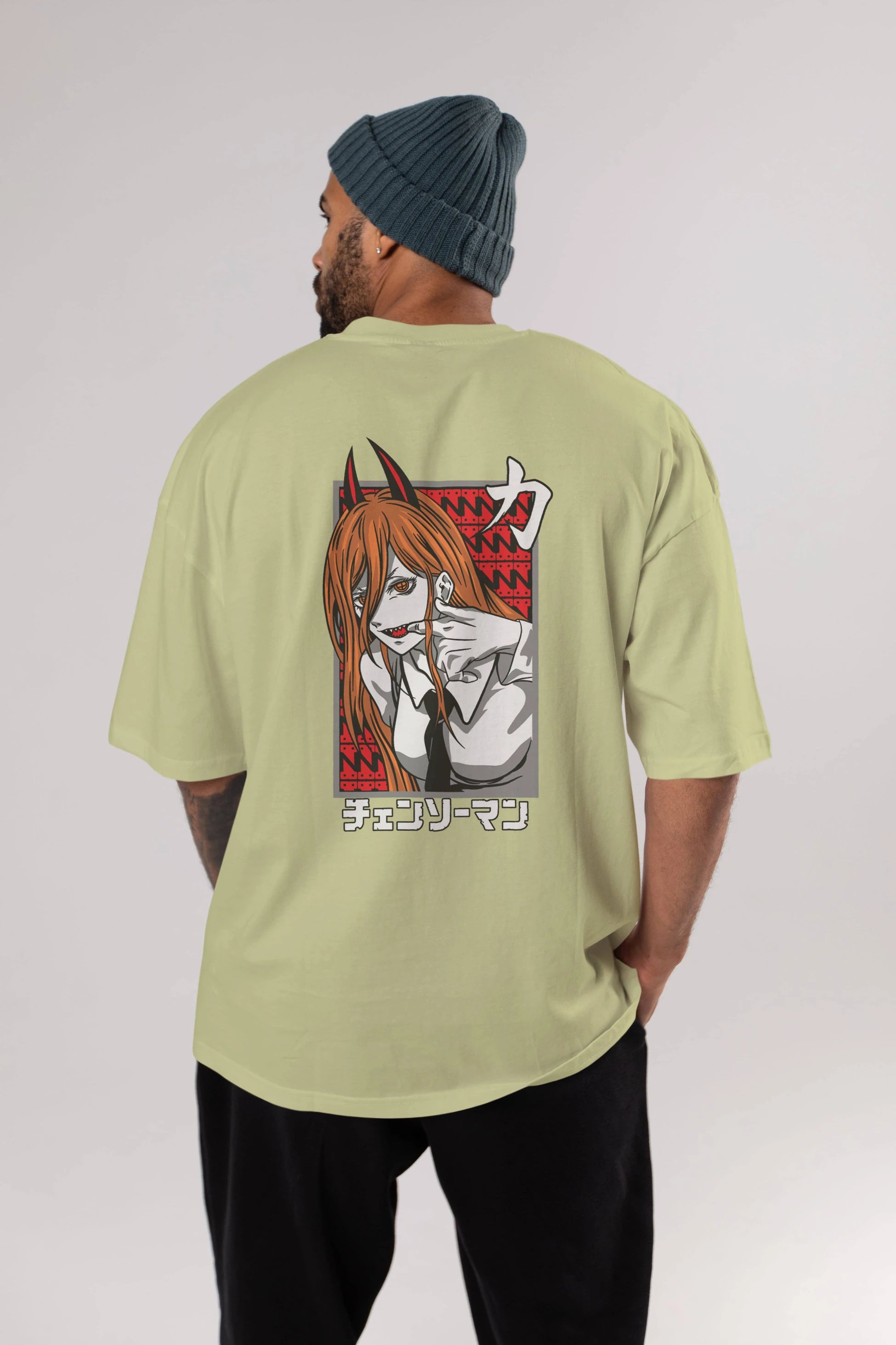 CHAINSAWMAN POWER Anime Arka Baskılı Oversize t-shirt Erkek Kadın Unisex