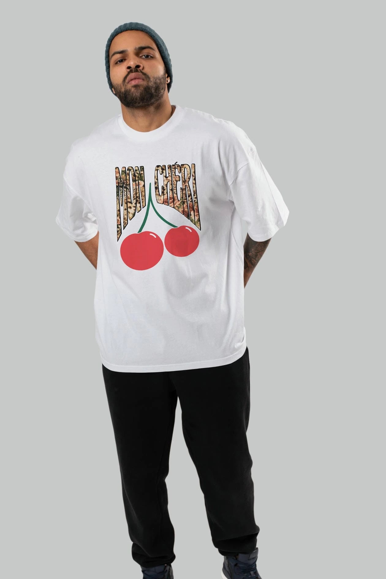 Mon Cherry Cherries Ön Baskılı Oversize t-shirt Erkek Kadın Pamuk Bisiklet Yaka tişort
