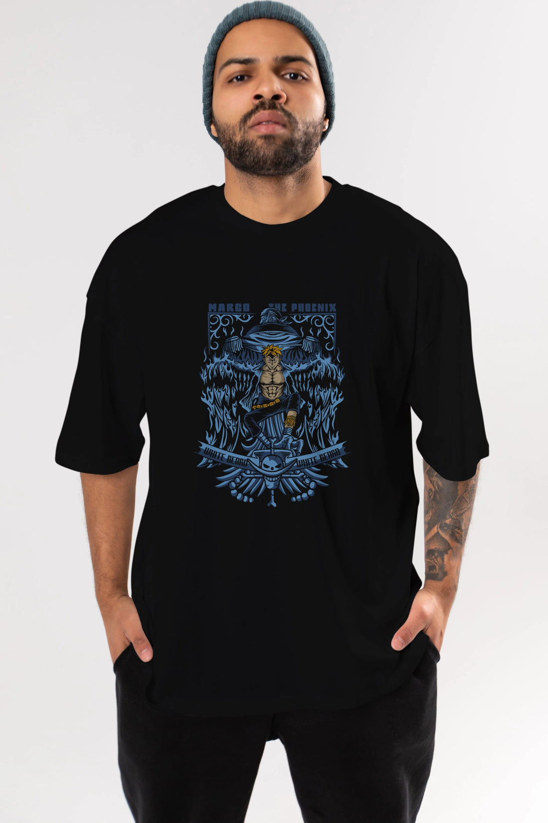 MARCO EL FENIX One Piece Anime Ön Baskılı Oversize t-shirt %100 pamuk Erkek Kadın Unisex