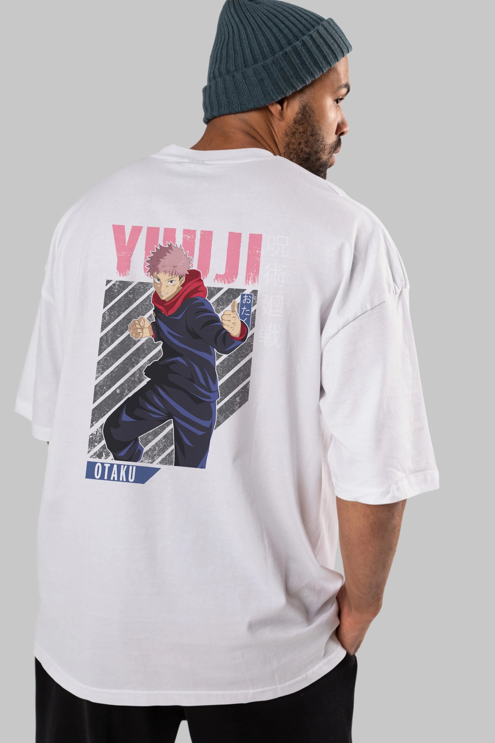 Yuuji Itadori Anime Arka Baskılı Oversize t-shirt Erkek Kadın Unisex