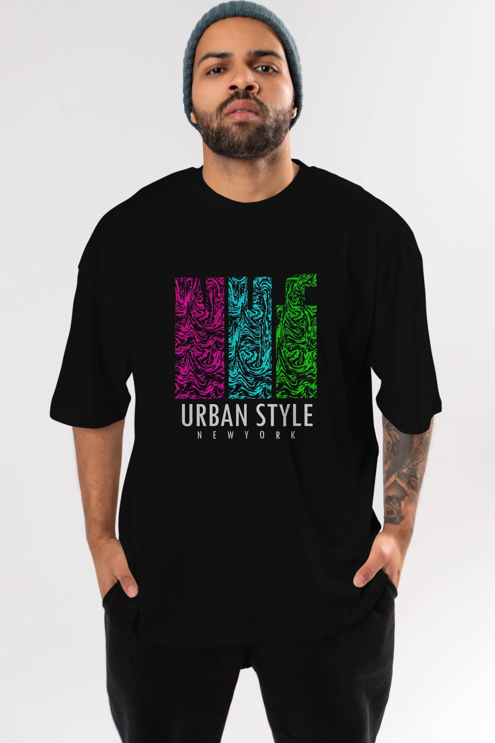Urban Style Newyork Ön Baskılı Oversize t-shirt Erkek Kadın Unisex