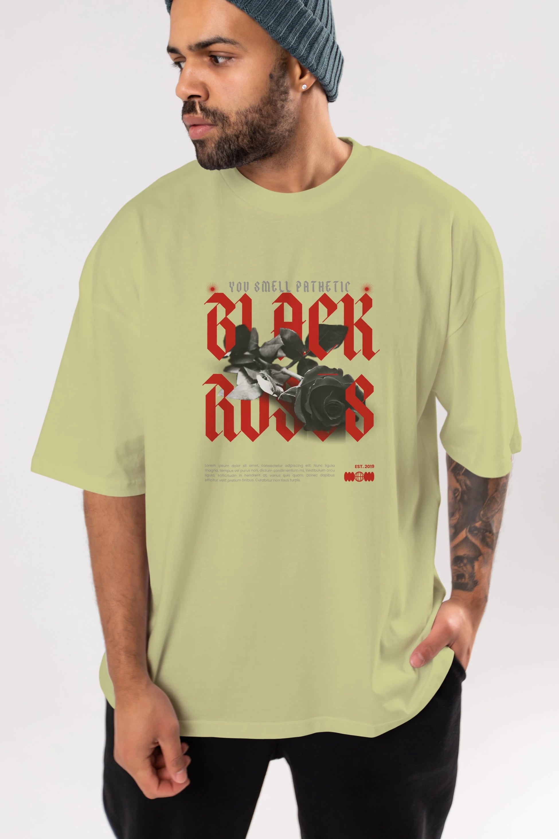 Black Roses Ön Baskılı Oversize t-shirt Erkek Kadın Unisex