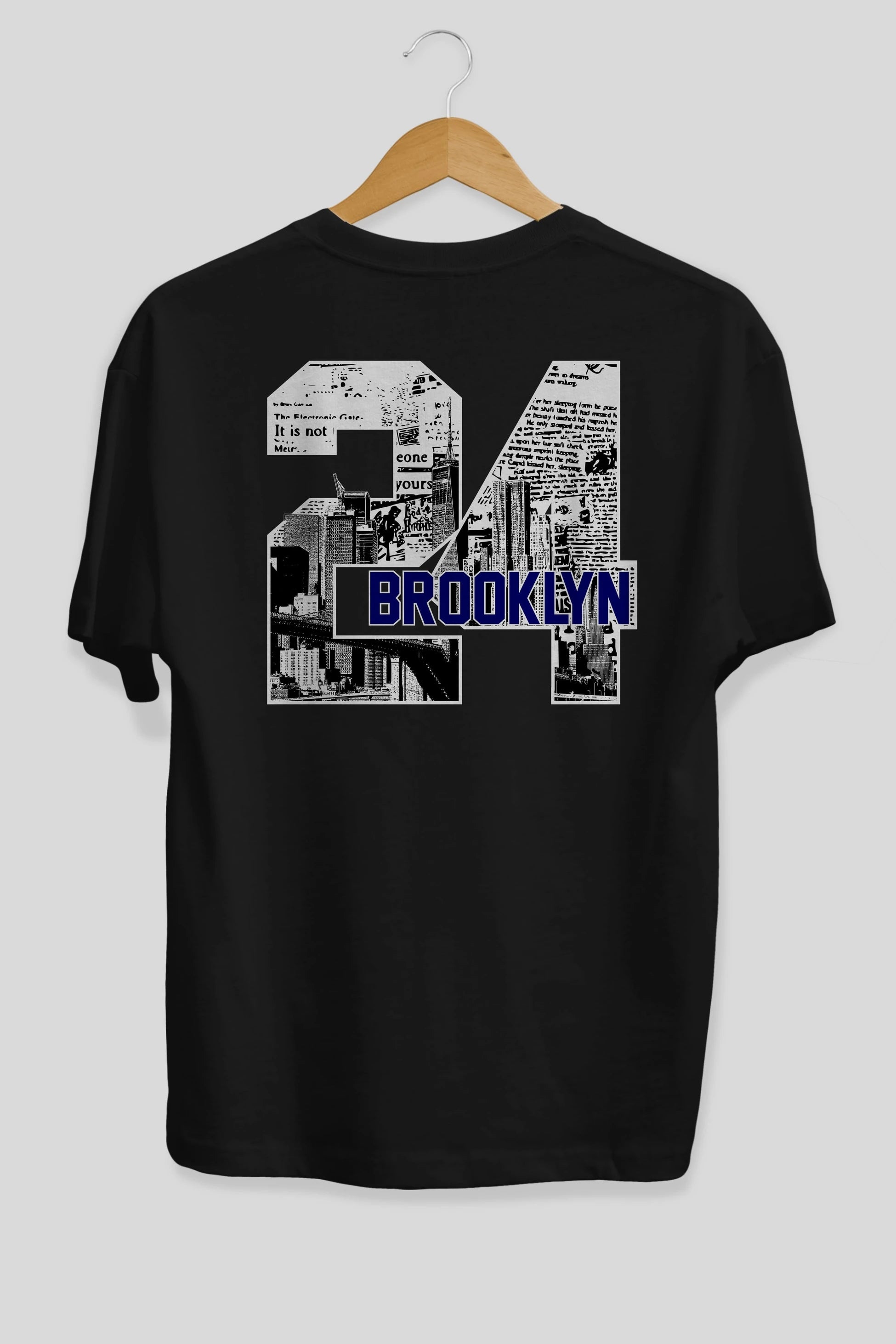 Brooklyn 24 Arka Baskılı Oversize t-shirt Erkek Kadın Unisex