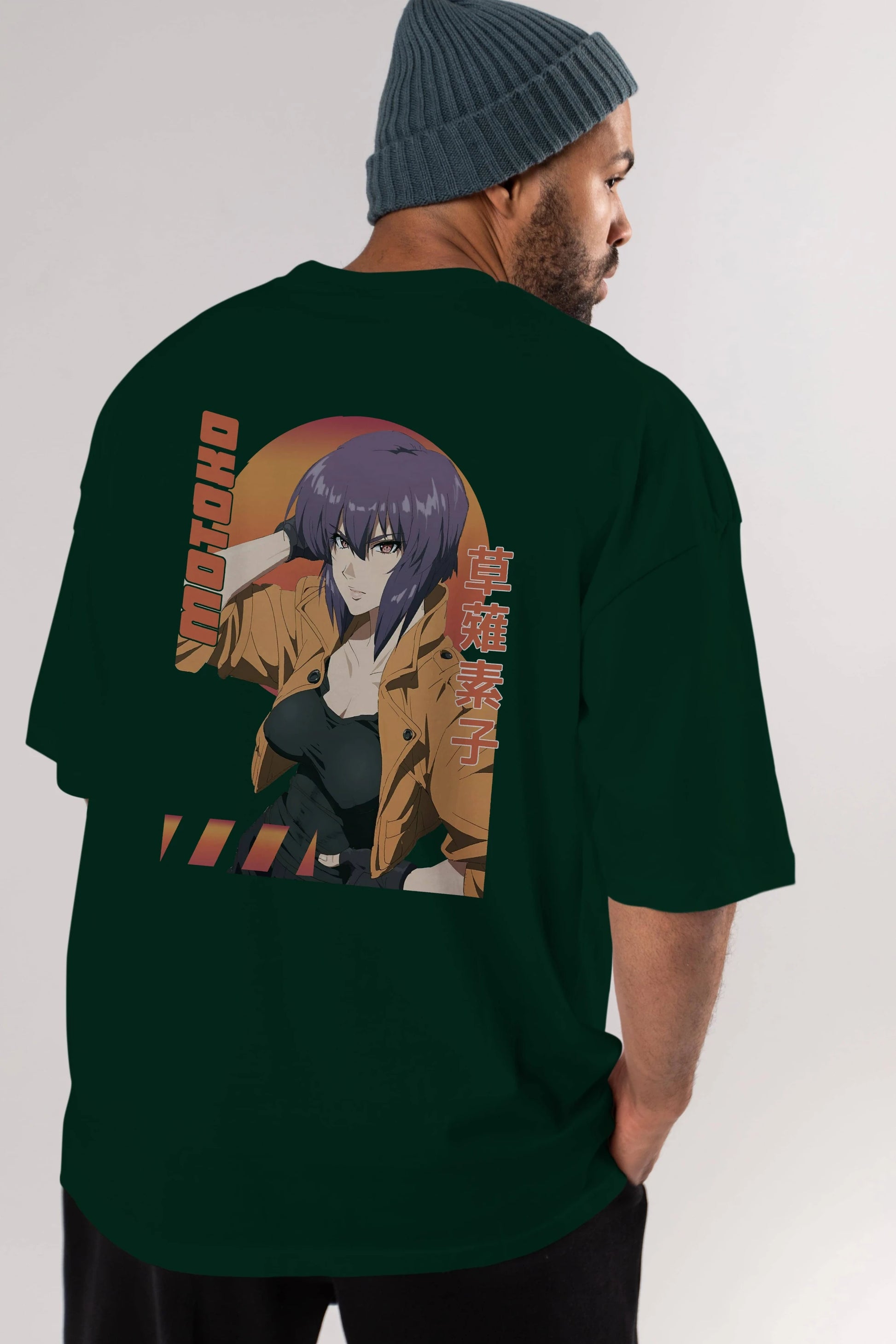 Motoko Kusanagi 9 Anime Arka Baskılı Oversize t-shirt Erkek Kadın Unisex