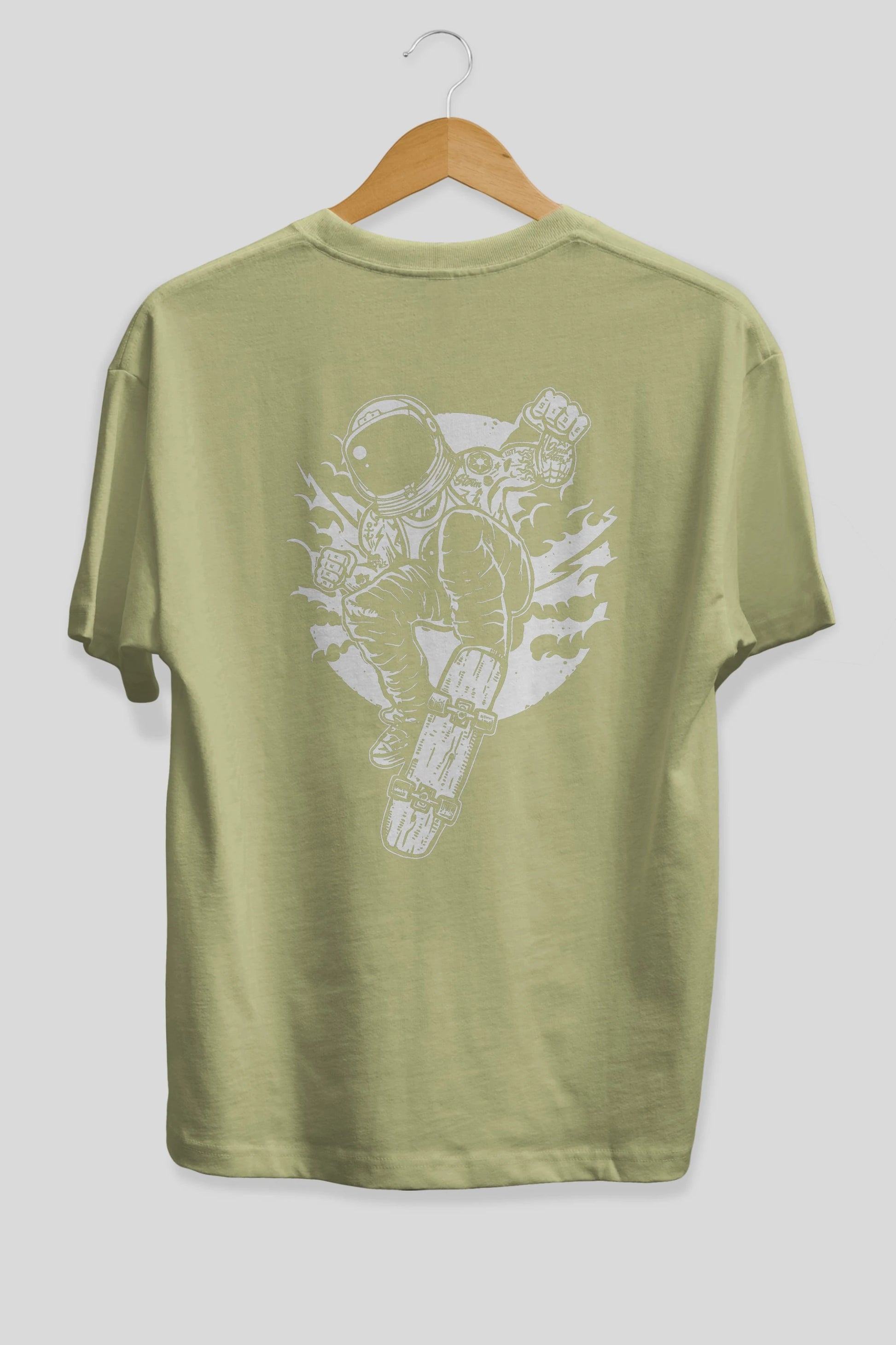 Space Skater Arka Baskılı Oversize t-shirt Erkek Kadın Unisex %100 Pamuk
