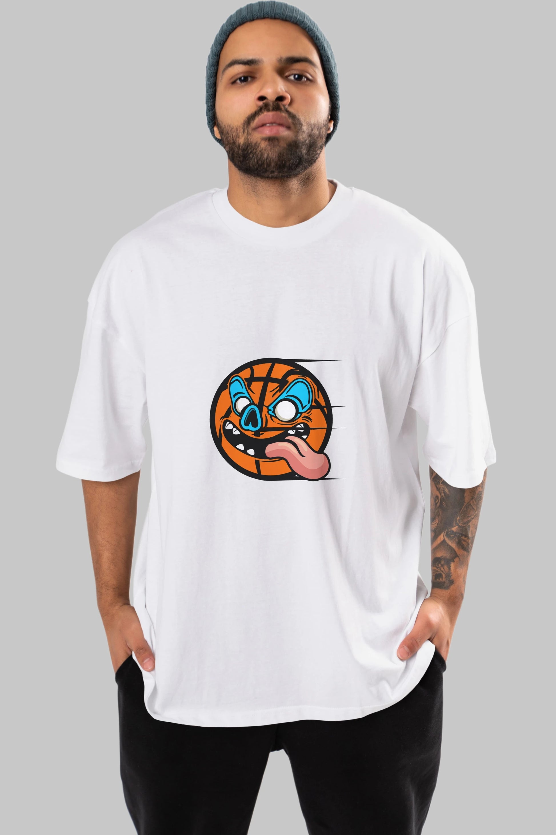 Basketball Ön Baskılı Oversize t-shirt Erkek Kadın Unisex %100 Pamuk tişort