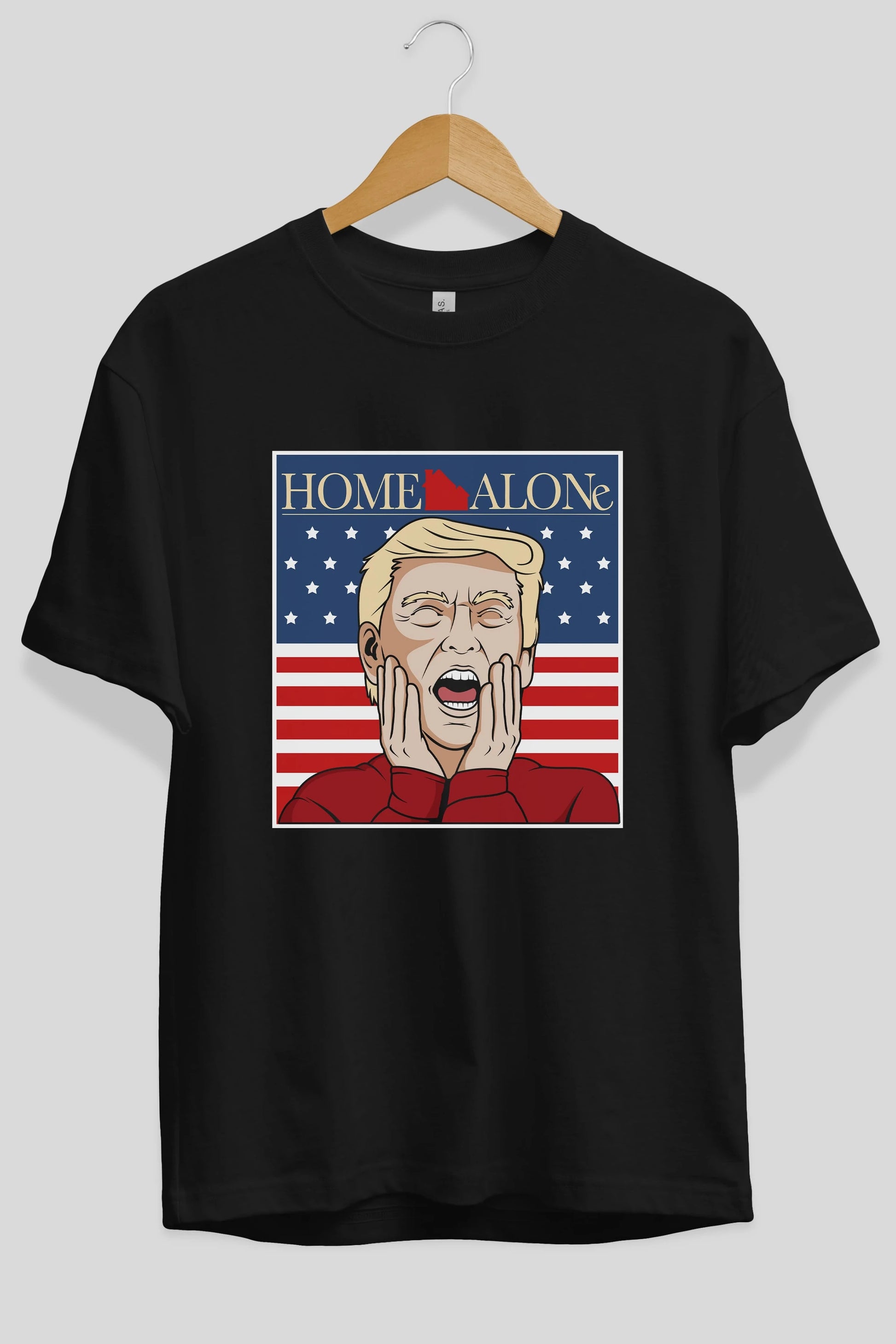 Home Alone Trump Ön Baskılı Oversize t-shirt Erkek Kadın Unisex %100 Pamuk tişort