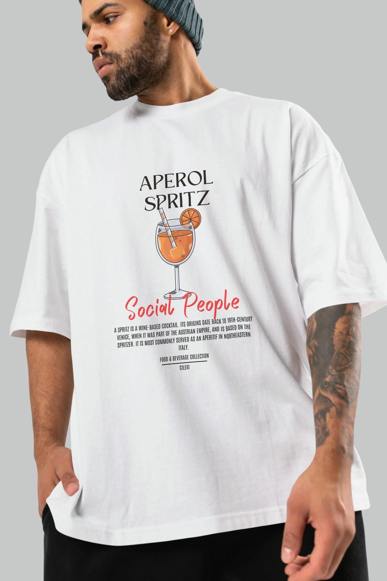 Aperol Sprıtz Kokteyl Serisi ön Baskılı Oversize t-shirt Erkek Kadın %100 Pamuk Bisiklet Yaka tişort