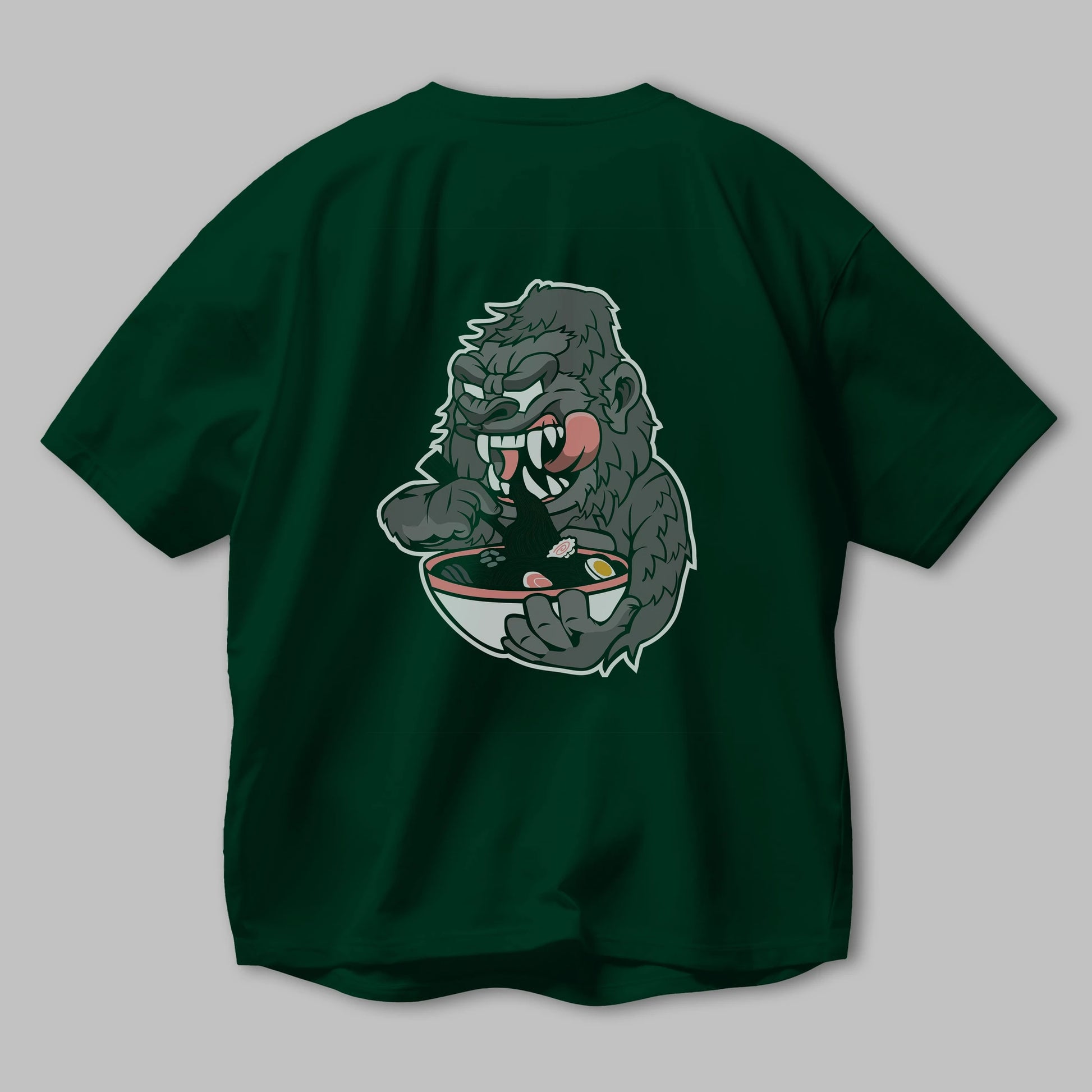 Big Gorilla Ramen Arka Baskılı Oversize t-shirt Erkek Kadın Unisex %100 Pamuk tişort