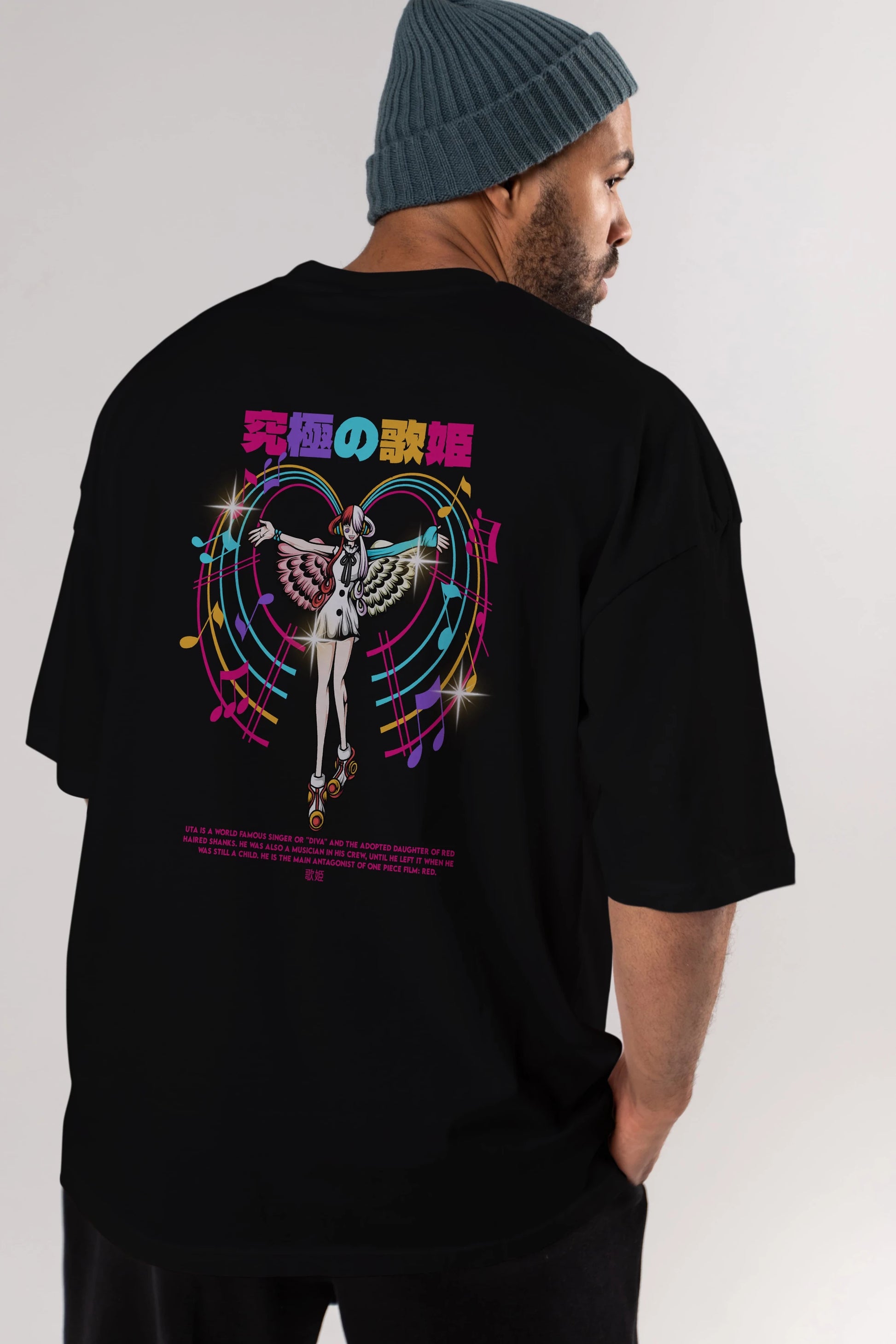 Uta Anime Arka Baskılı Oversize t-shirt Erkek Kadın Unisex