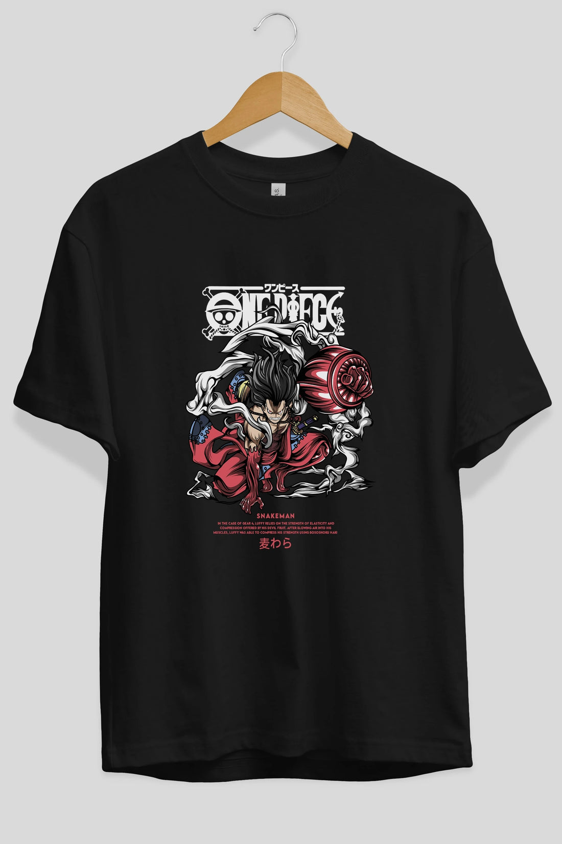 One Piece Snakeman Anime Ön Baskılı Oversize t-shirt %100 pamuk Erkek Kadın Unisex